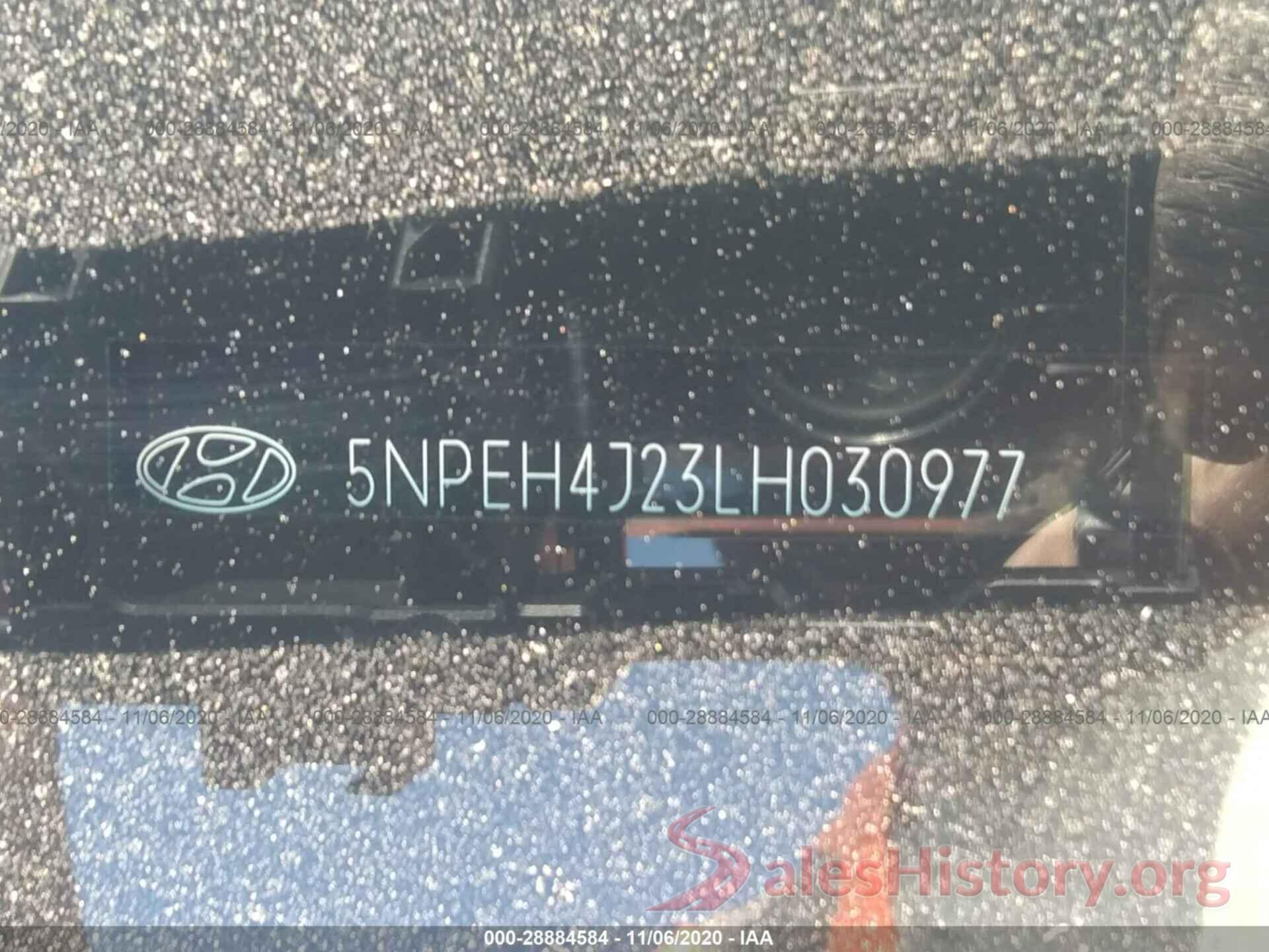 5NPEH4J23LH030977 2020 HYUNDAI SONATA