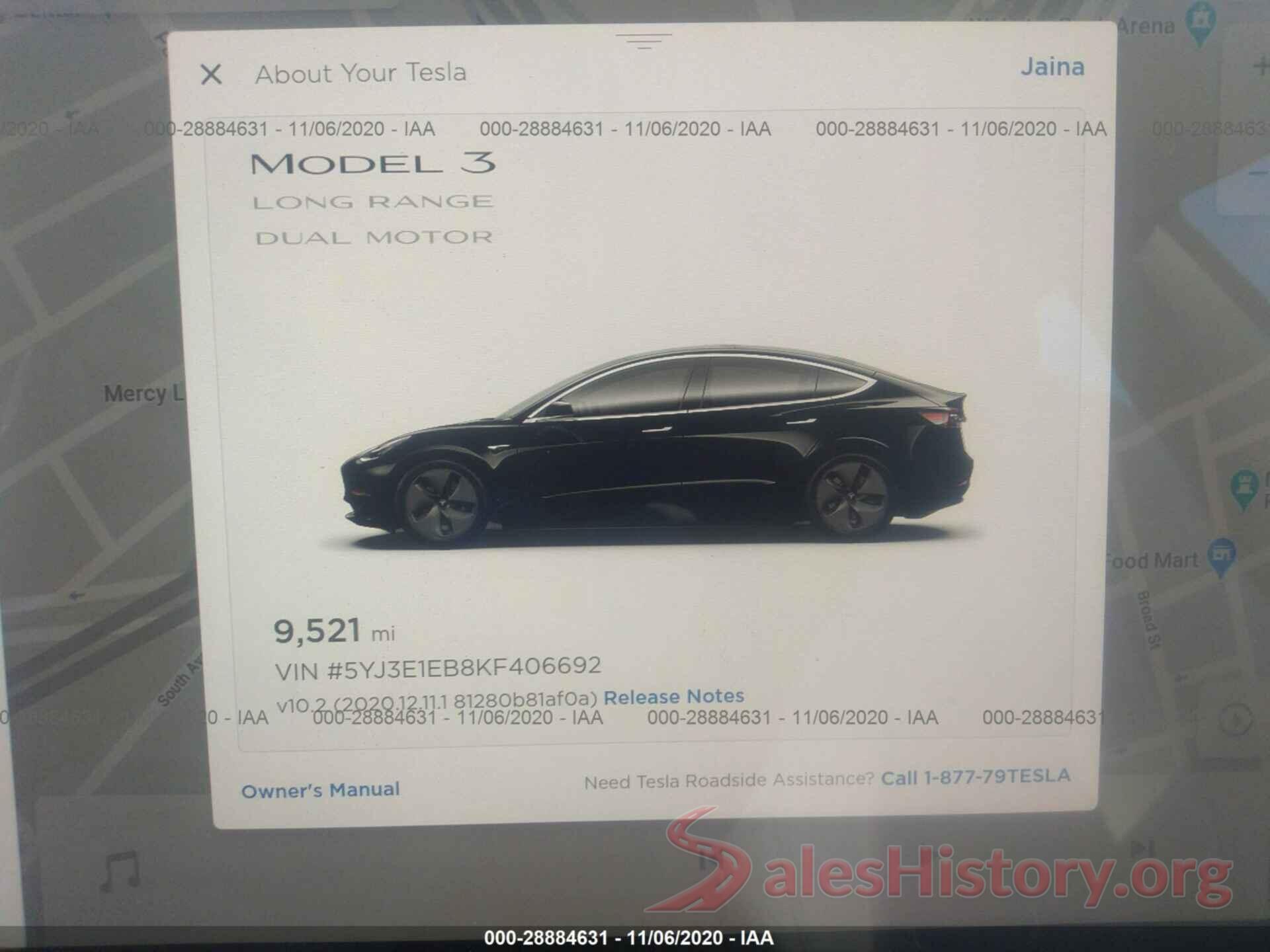 5YJ3E1EB8KF406692 2019 TESLA MODEL 3