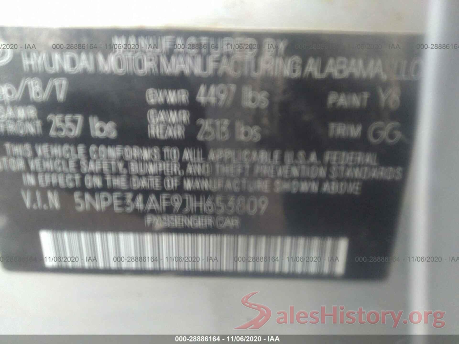 5NPE34AF9JH653809 2018 HYUNDAI SONATA