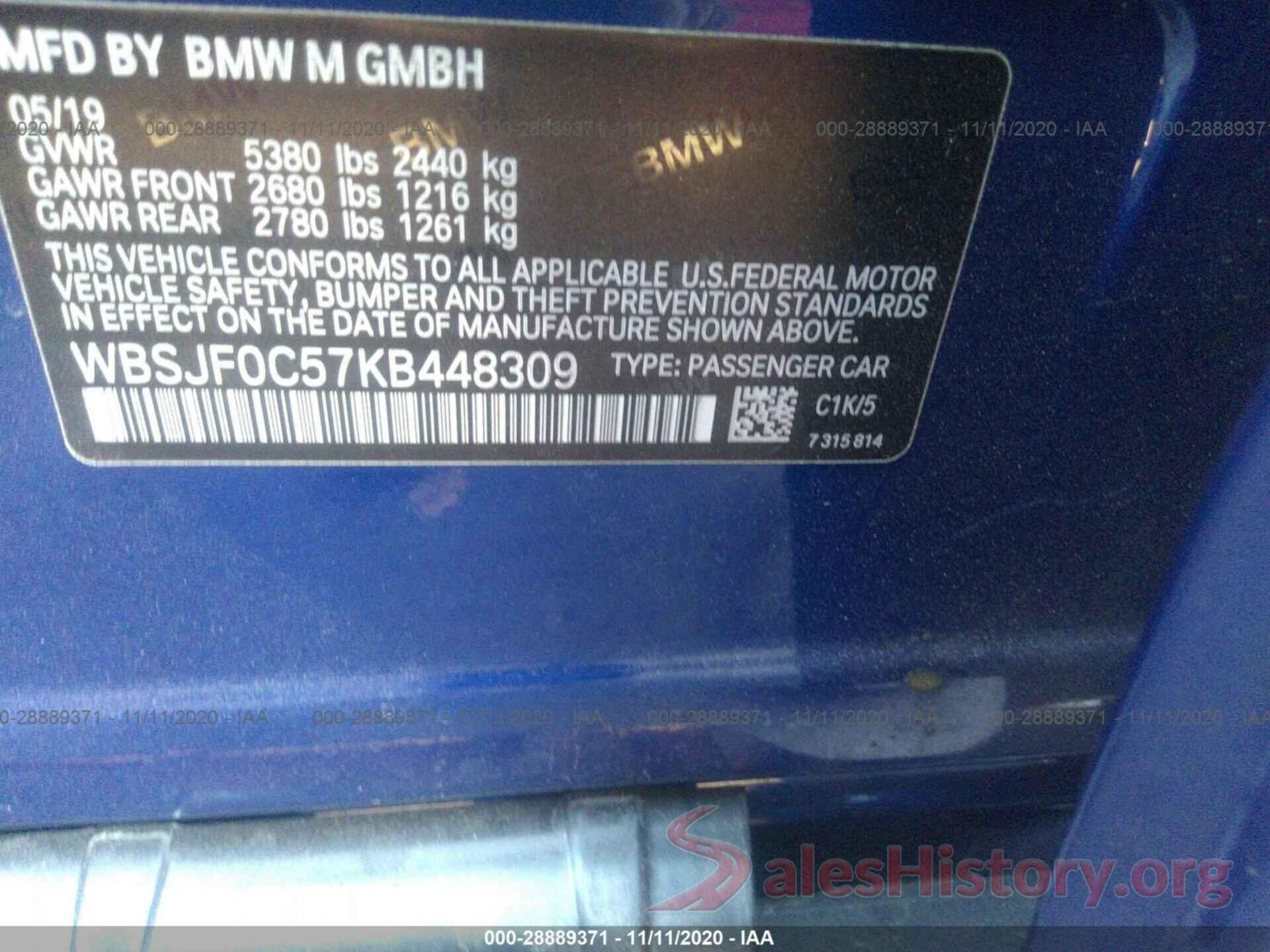 WBSJF0C57KB448309 2019 BMW M5