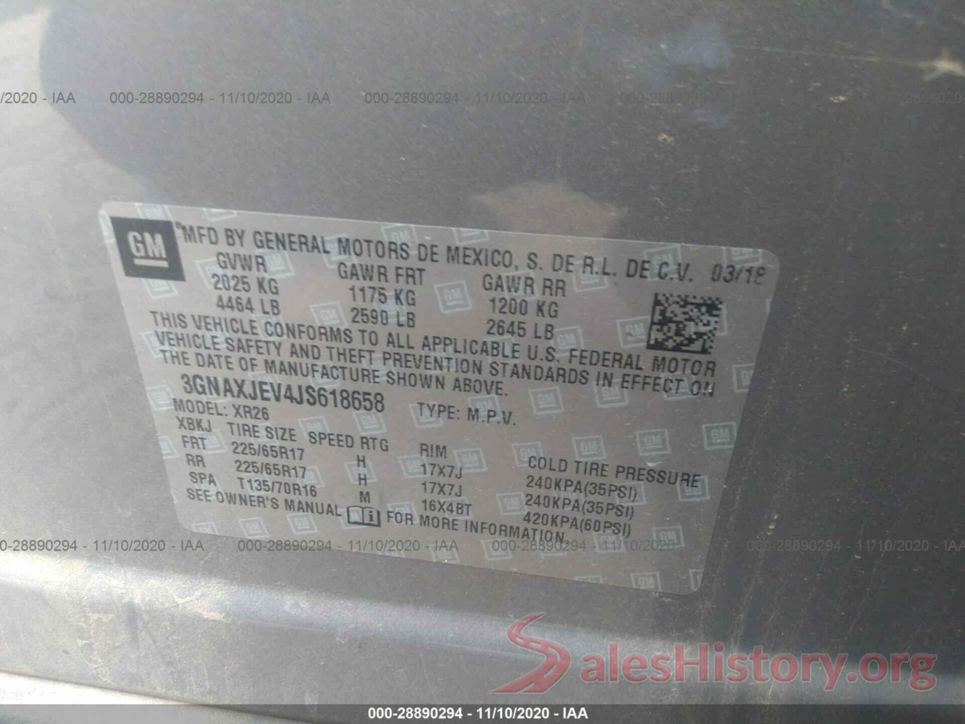 3GNAXJEV4JS618658 2018 CHEVROLET EQUINOX