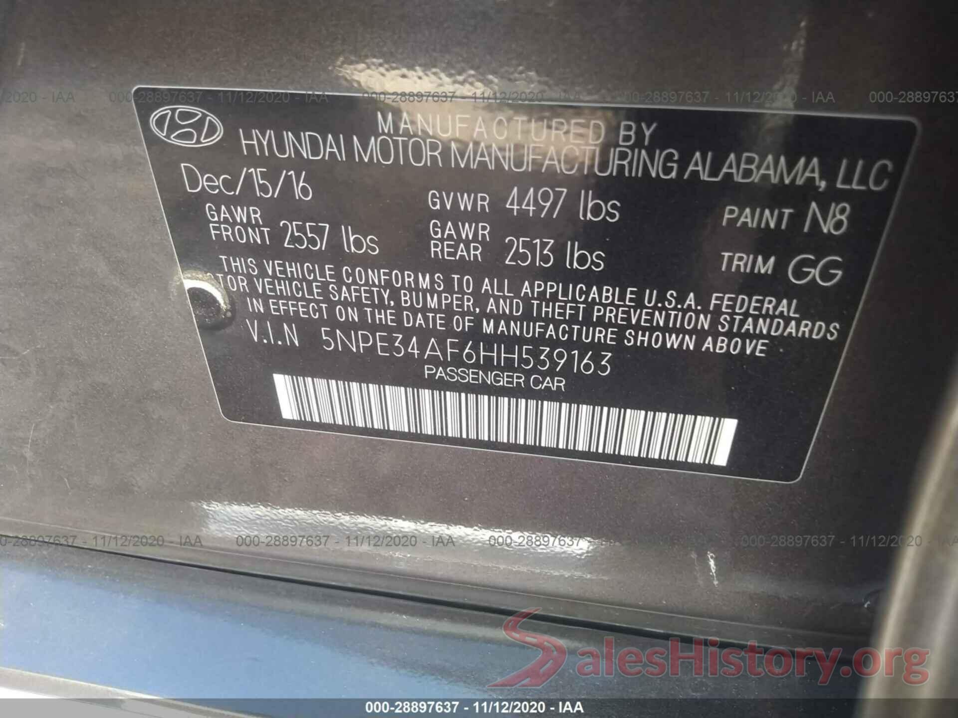 5NPE34AF6HH53963 2017 HYUNDAI SONATA