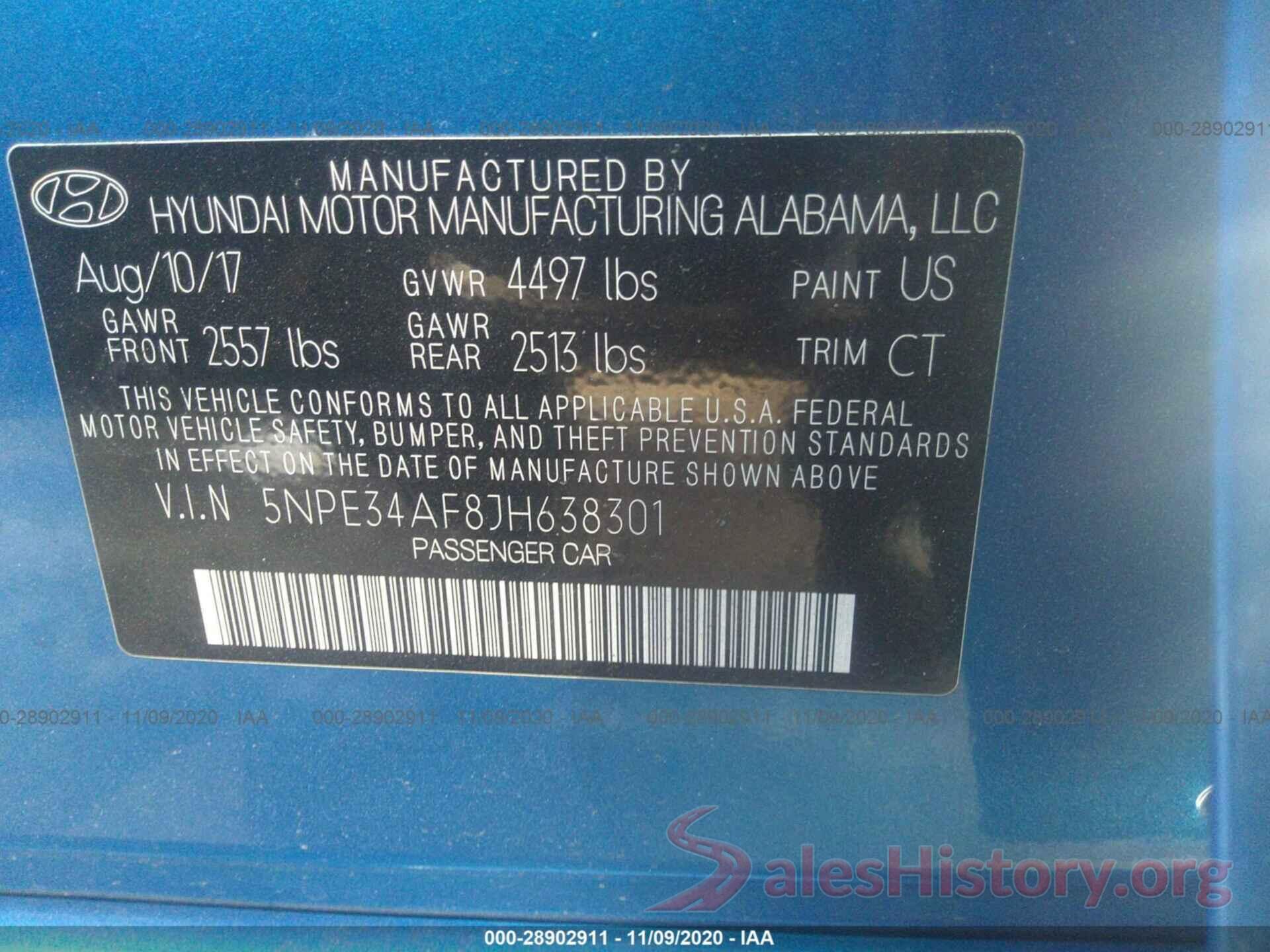 5NPE34AF8JH638301 2018 HYUNDAI SONATA