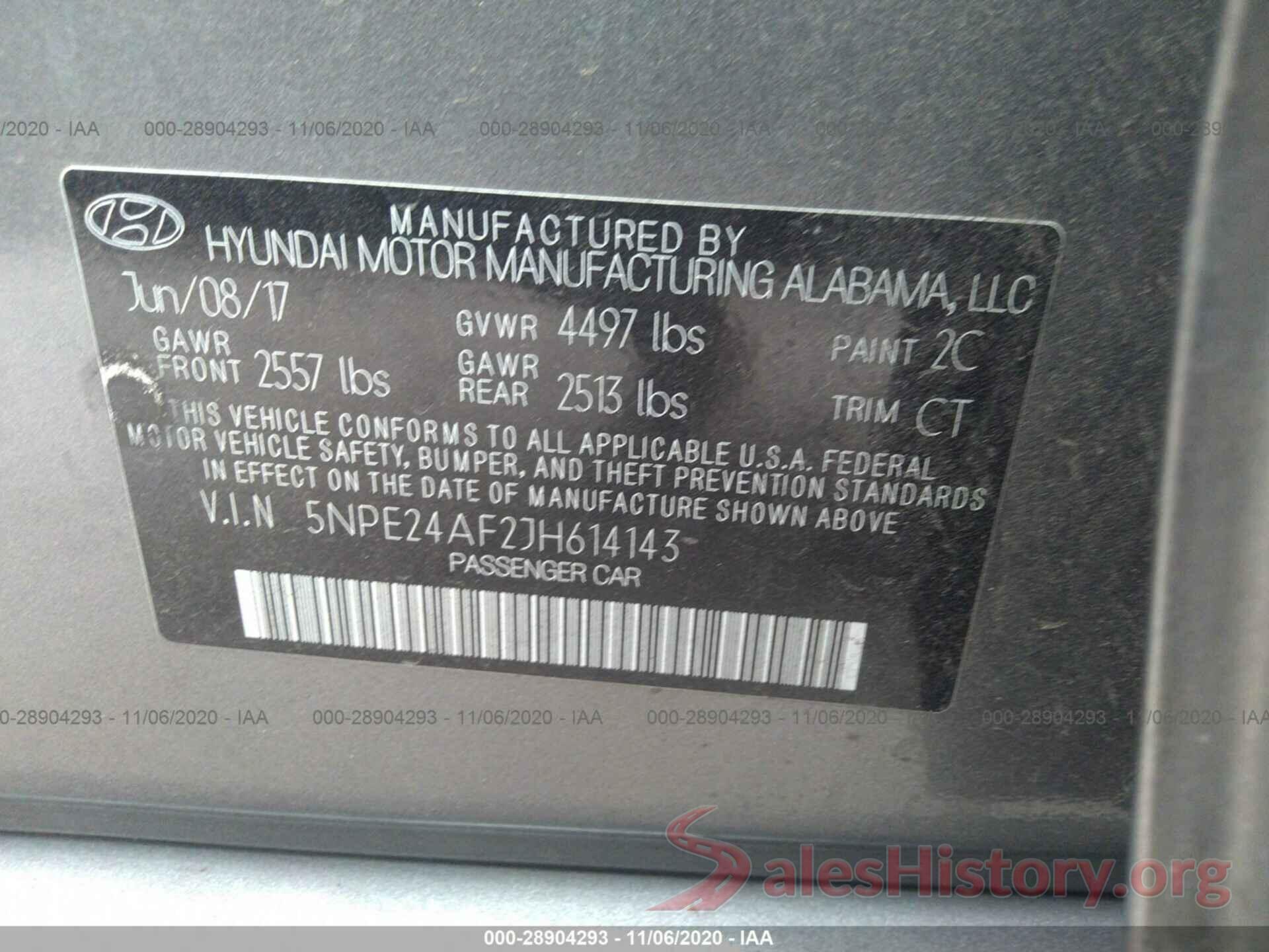 5NPE24AF2JH614143 2018 HYUNDAI SONATA