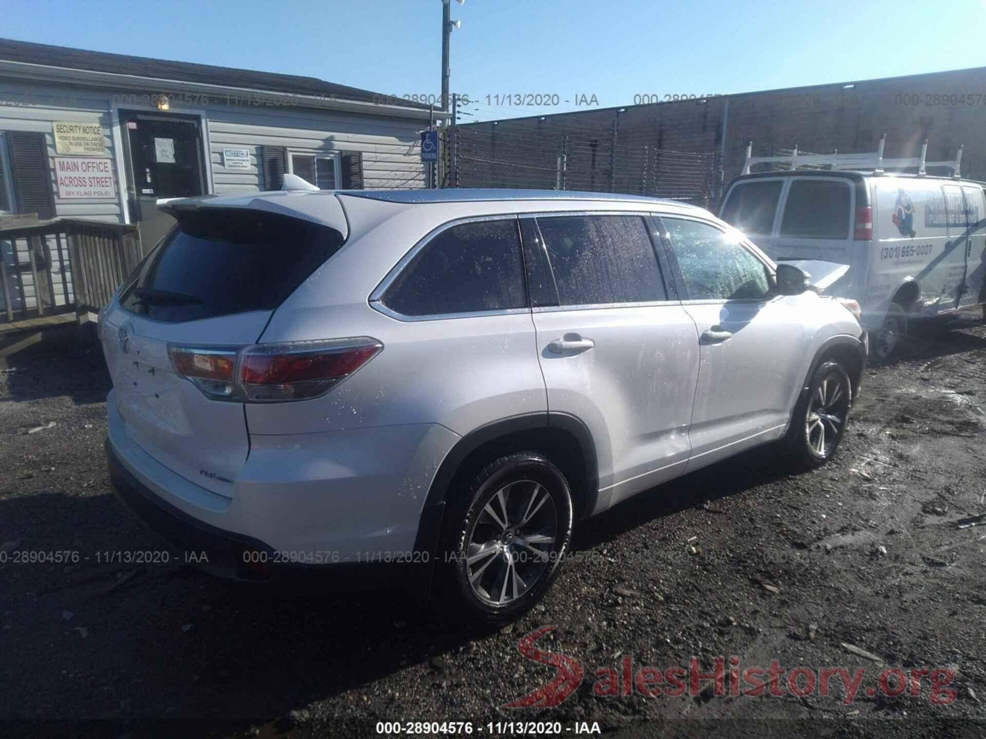 5TDJKRFHXGS250708 2016 TOYOTA HIGHLANDER