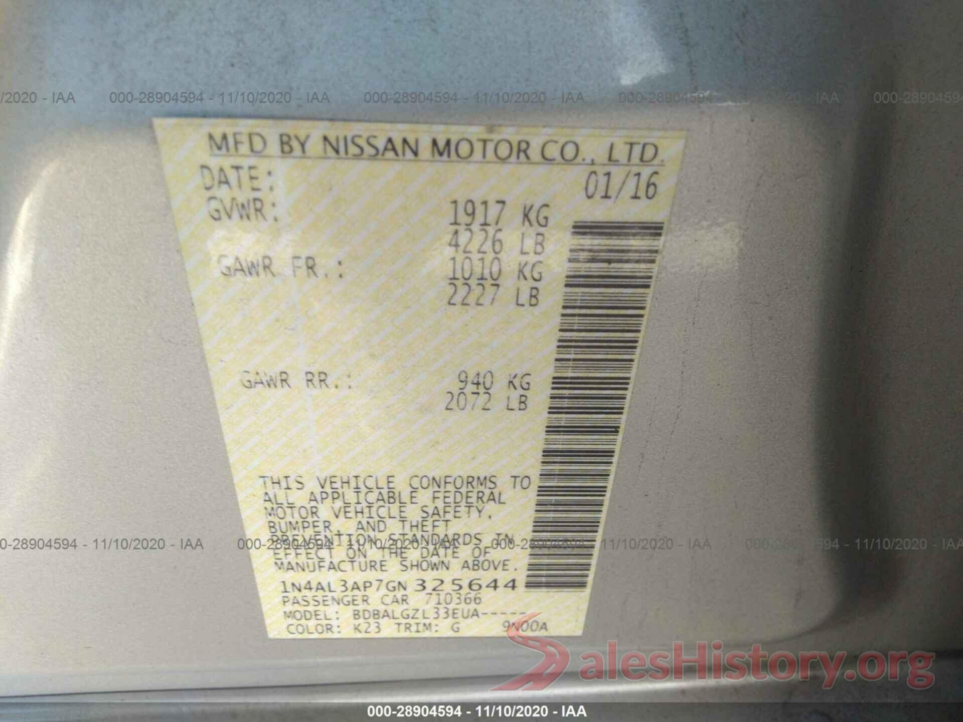 1N4AL3AP7GN325644 2016 NISSAN ALTIMA