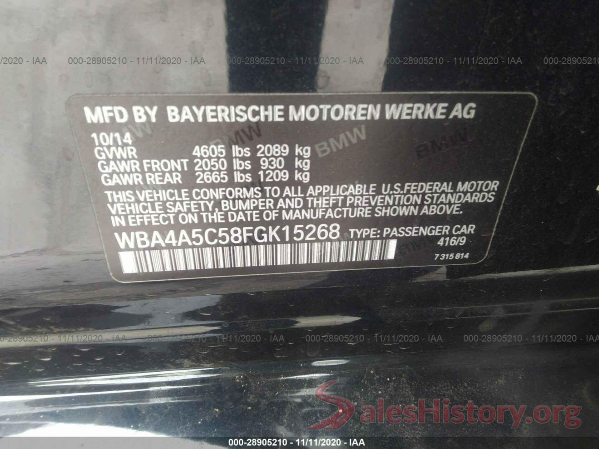 KM8J33A26GU267669 2015 BMW 4 SERIES