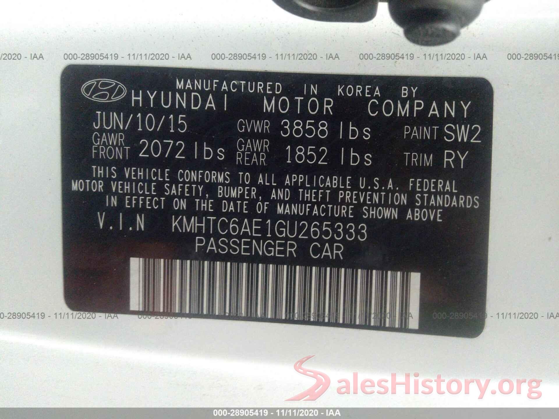 KMHTC6AE1GU265333 2016 HYUNDAI VELOSTER