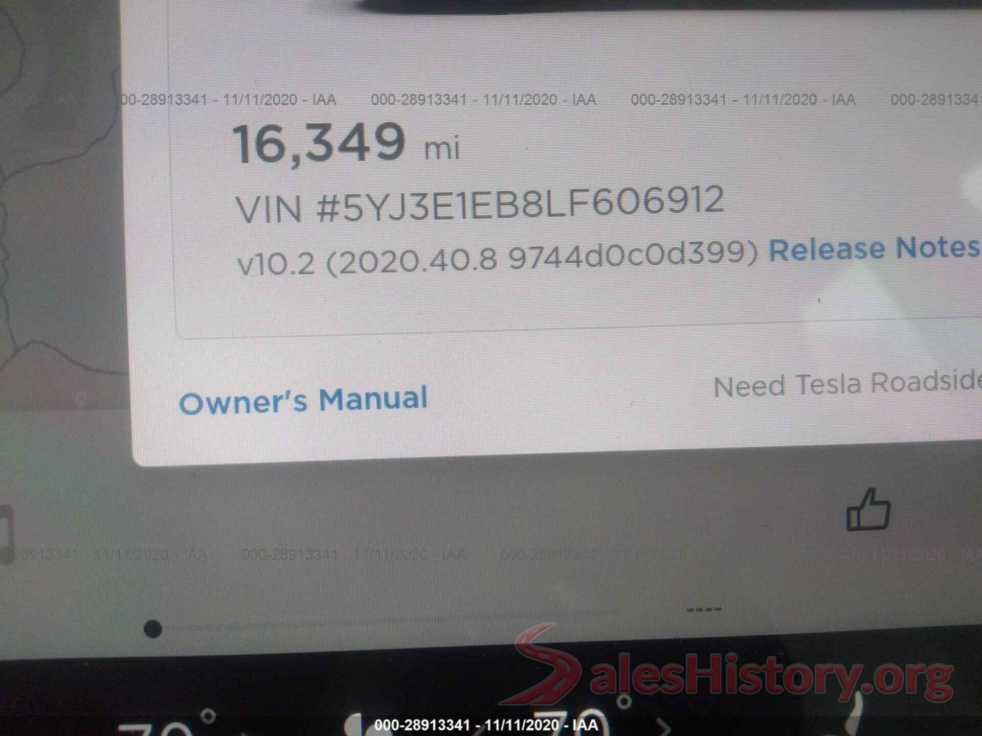 5YJ3E1EB8LF606912 2020 TESLA MODEL 3