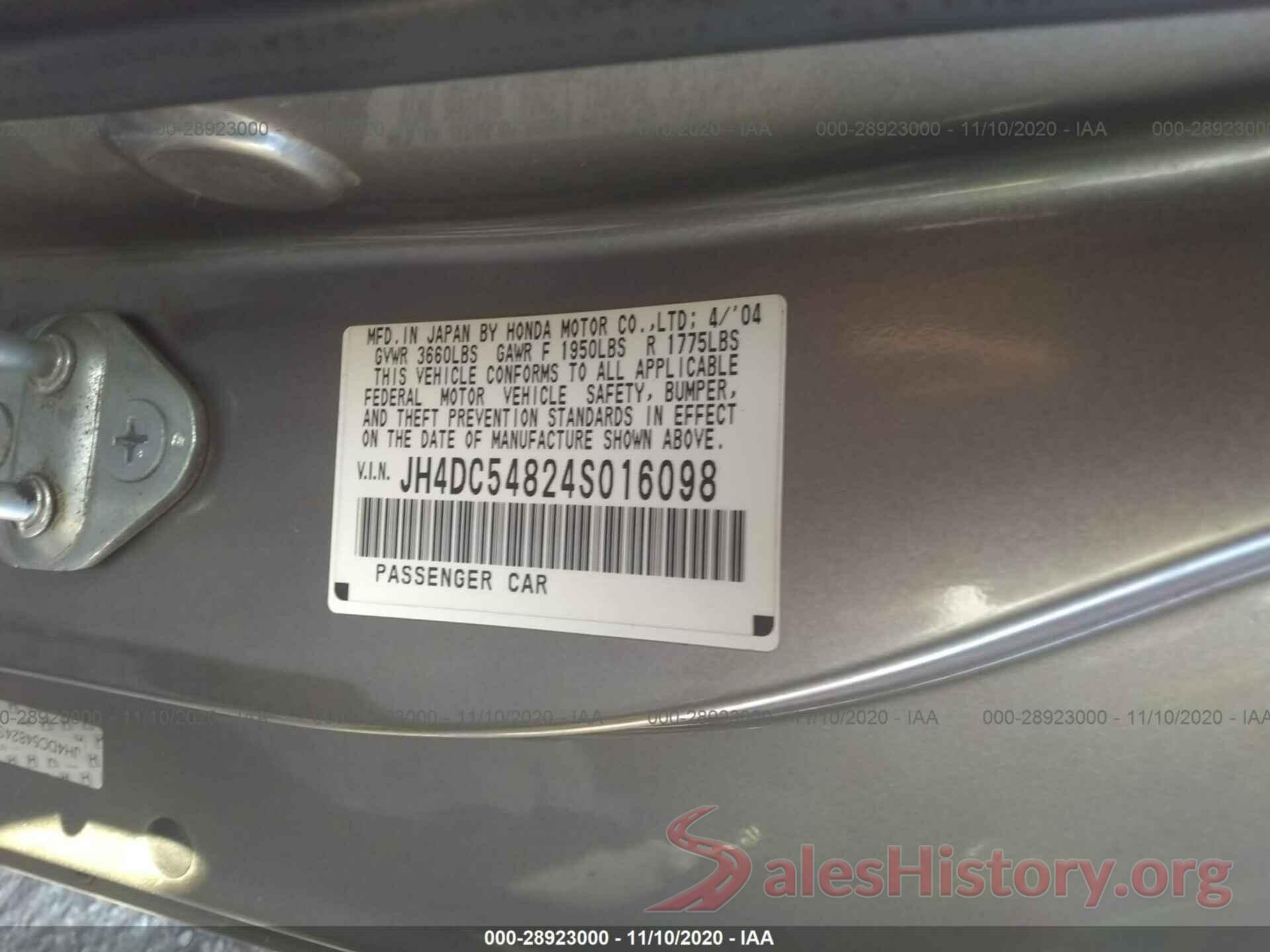 JH4DC54824S016098 2004 ACURA RSX