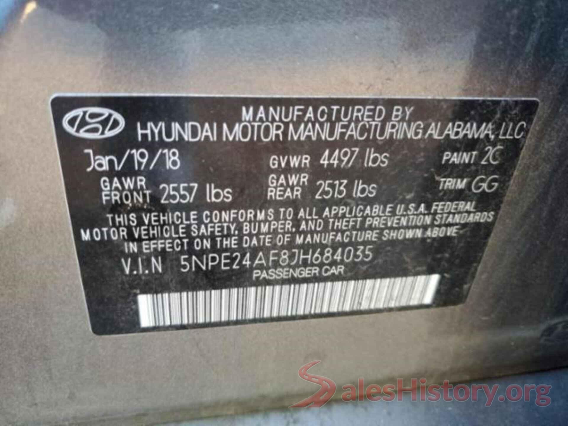 5NPE24AF8JH684035 2018 HYUNDAI SONATA