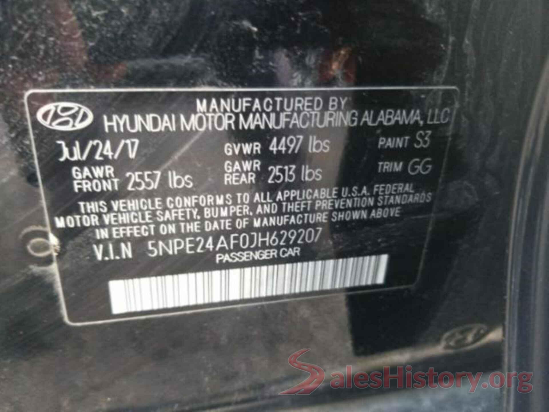 5NPE24AF0JH629207 2018 HYUNDAI SONATA