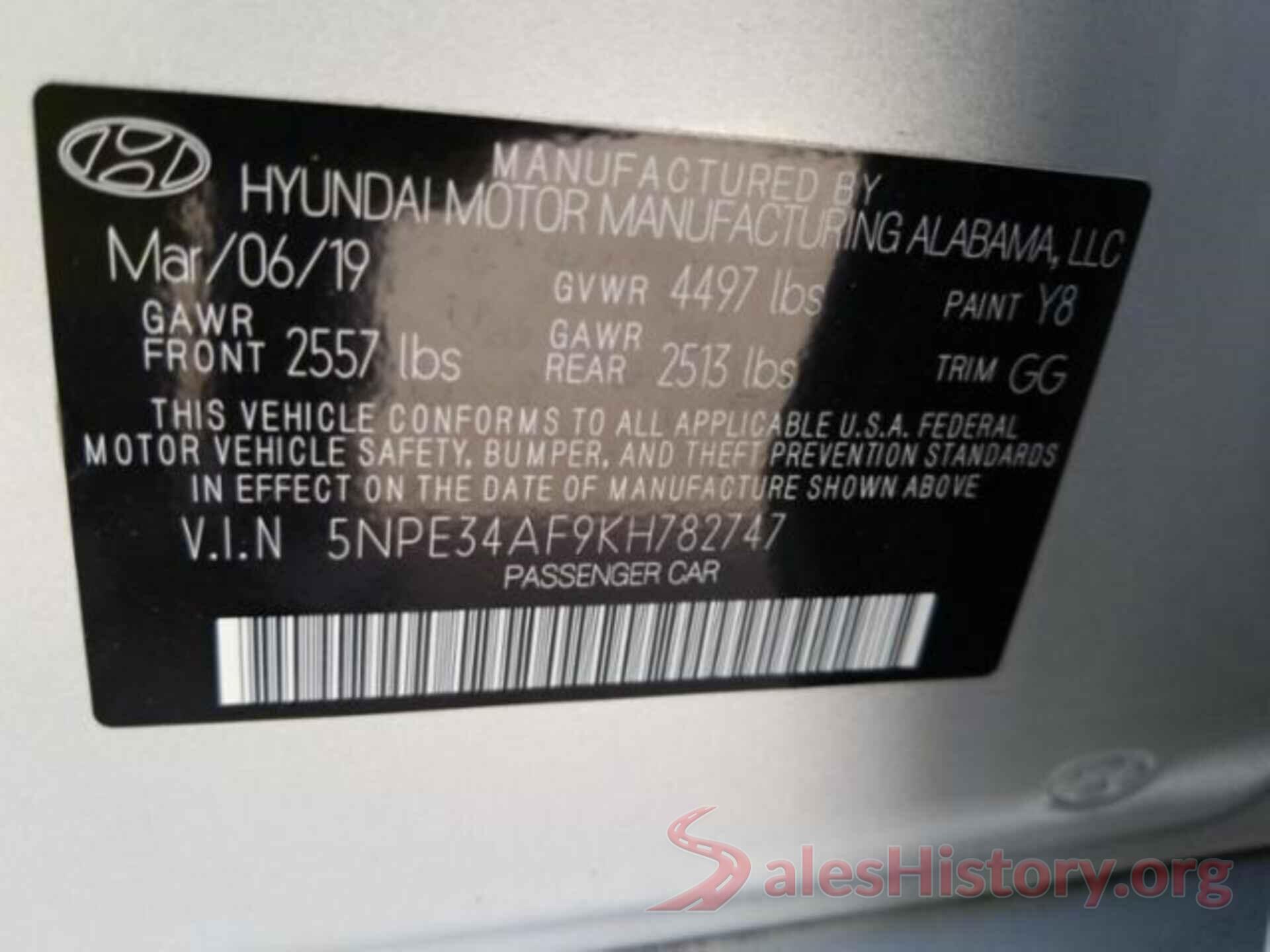 5NPE34AF9KH782747 2019 HYUNDAI SONATA