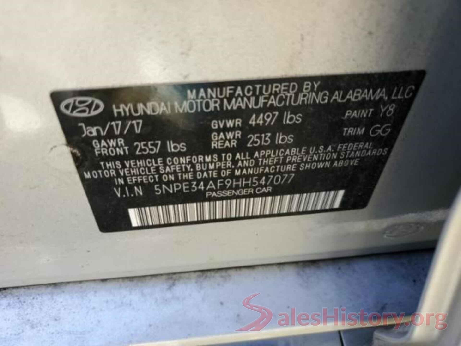 5NPE34AF9HH547077 2017 HYUNDAI SONATA