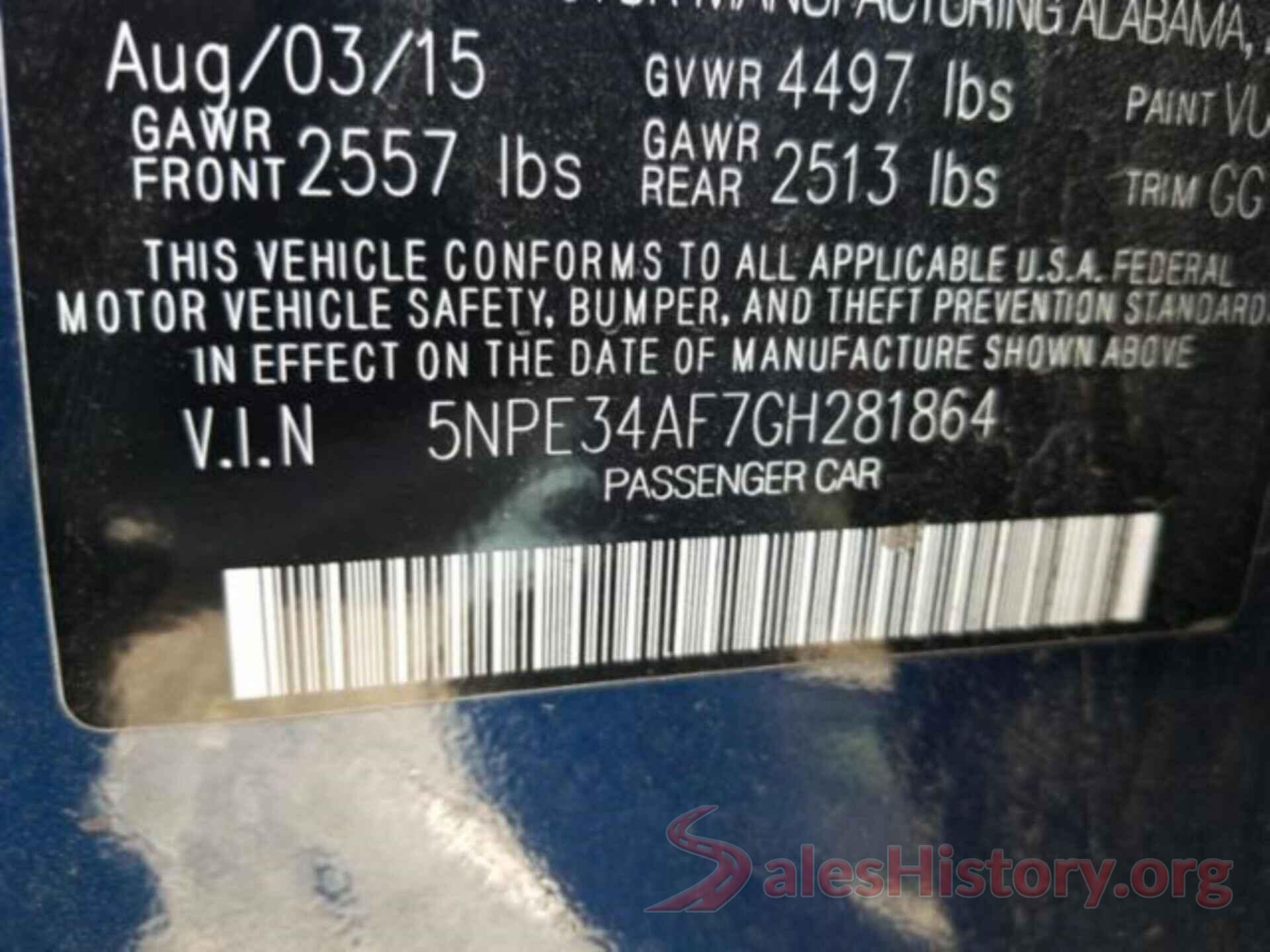 5NPE34AF7GH281864 2016 HYUNDAI SONATA