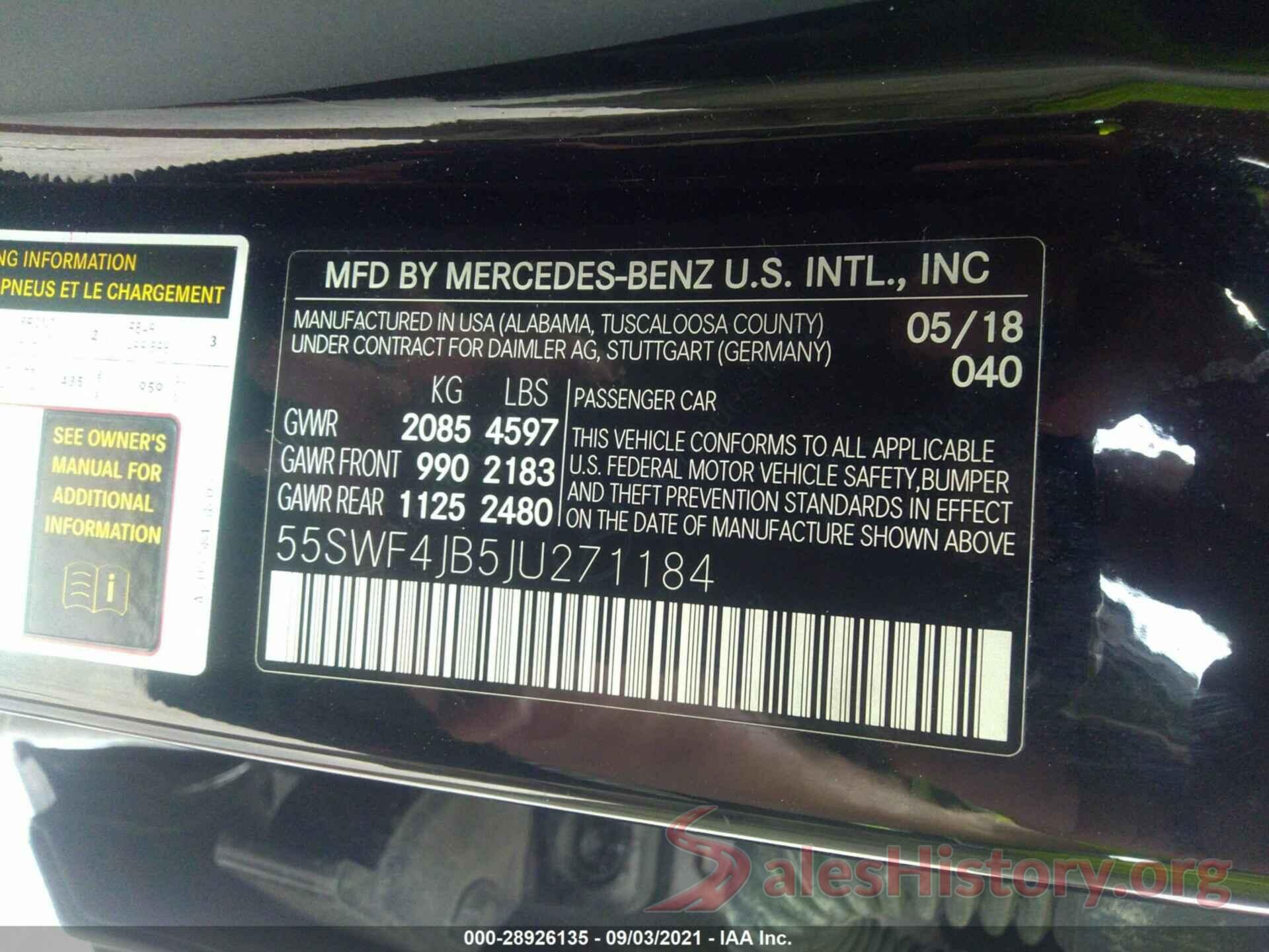 55SWF4JB5JU271184 2018 MERCEDES-BENZ C-CLASS