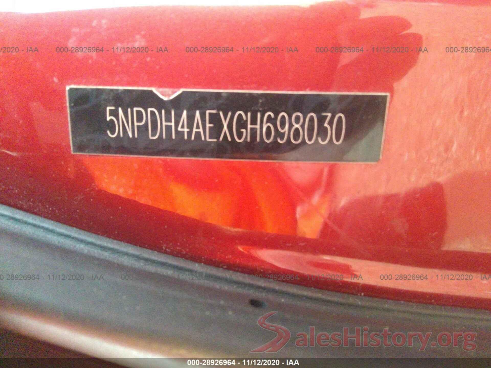 5NPDH4AEXGH698030 2016 HYUNDAI ELANTRA