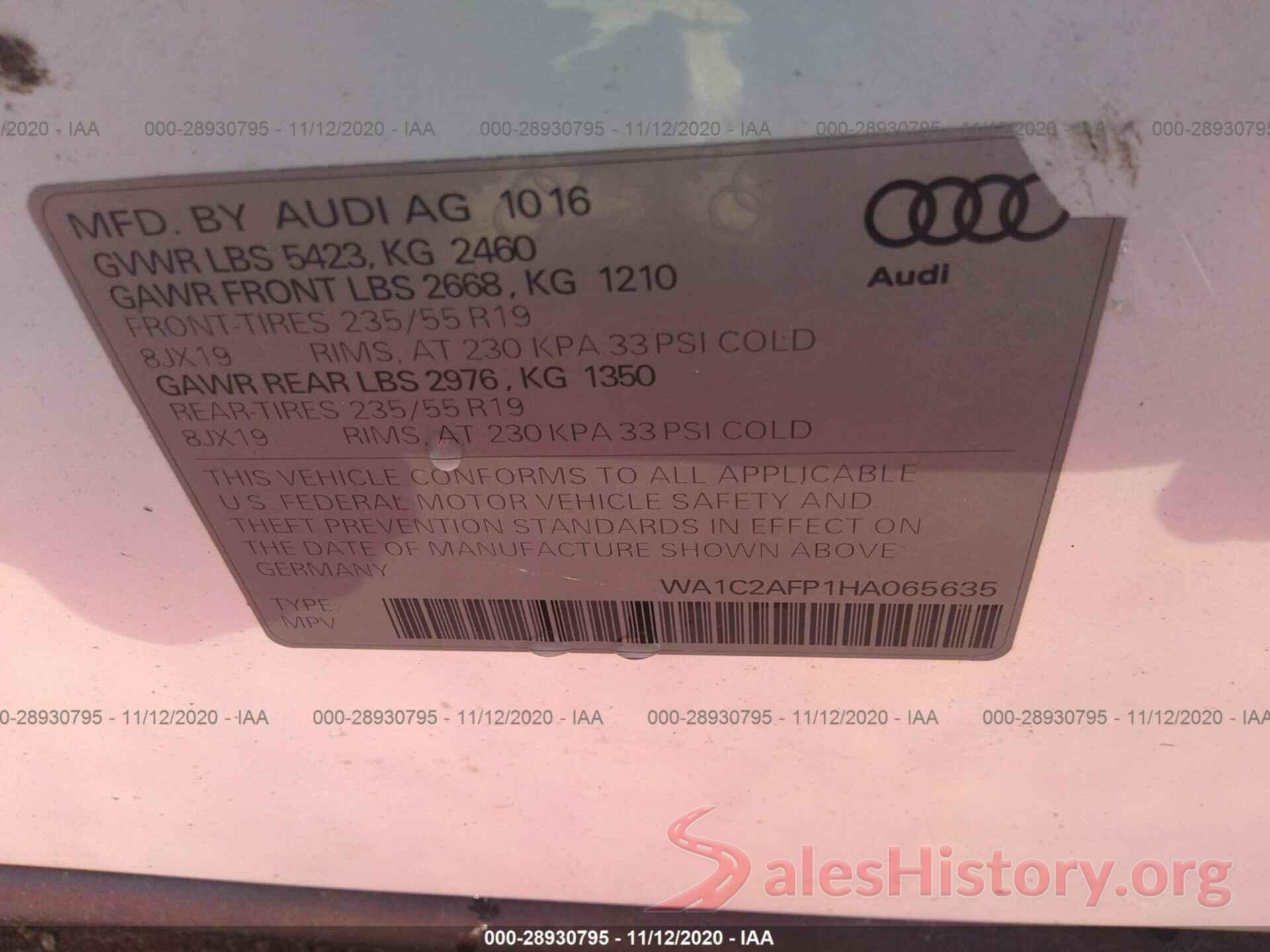 WA1C2AFP1HA065635 2017 AUDI Q5