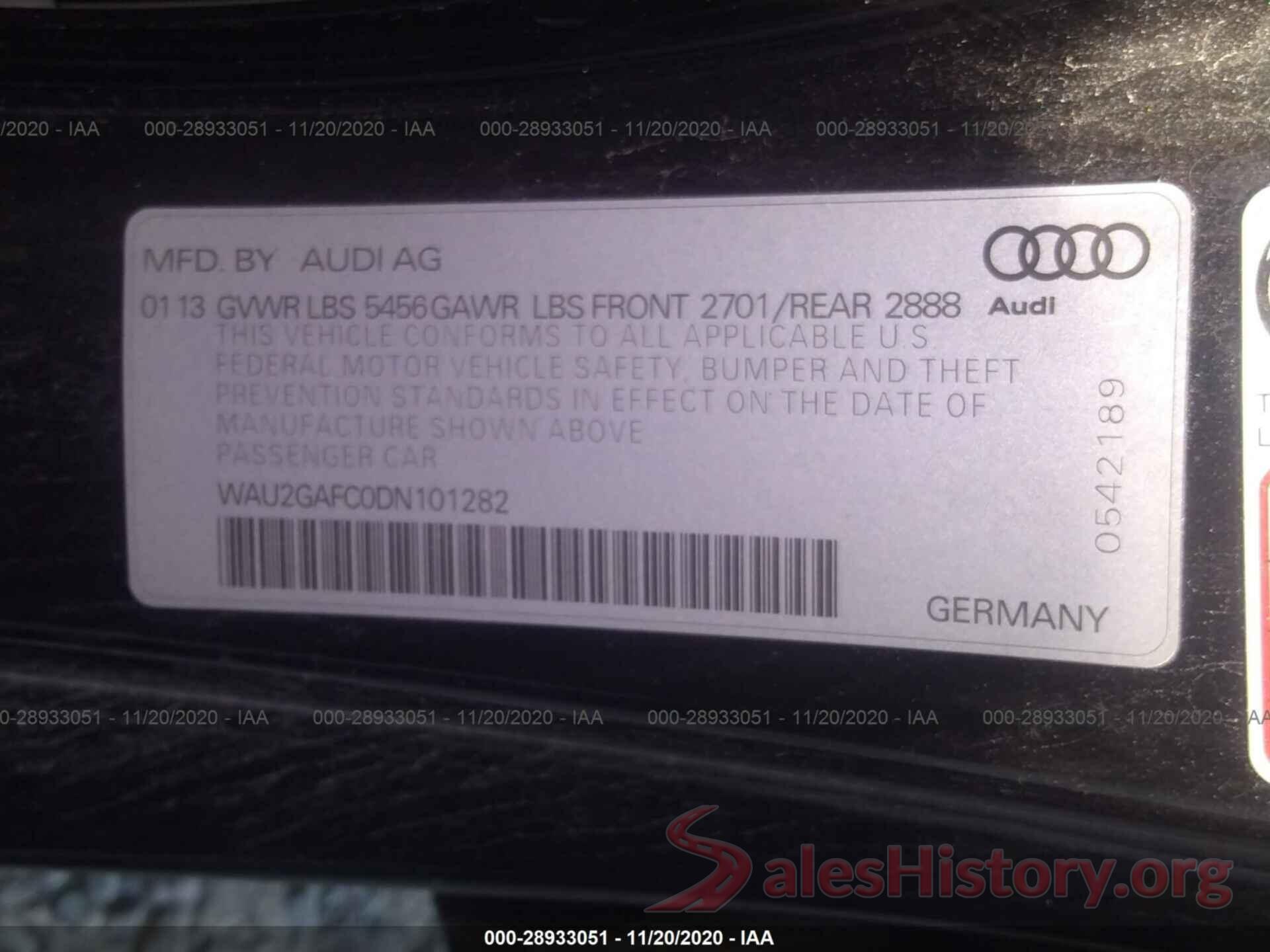 WAU2GAFC0DN101282 2013 AUDI A7