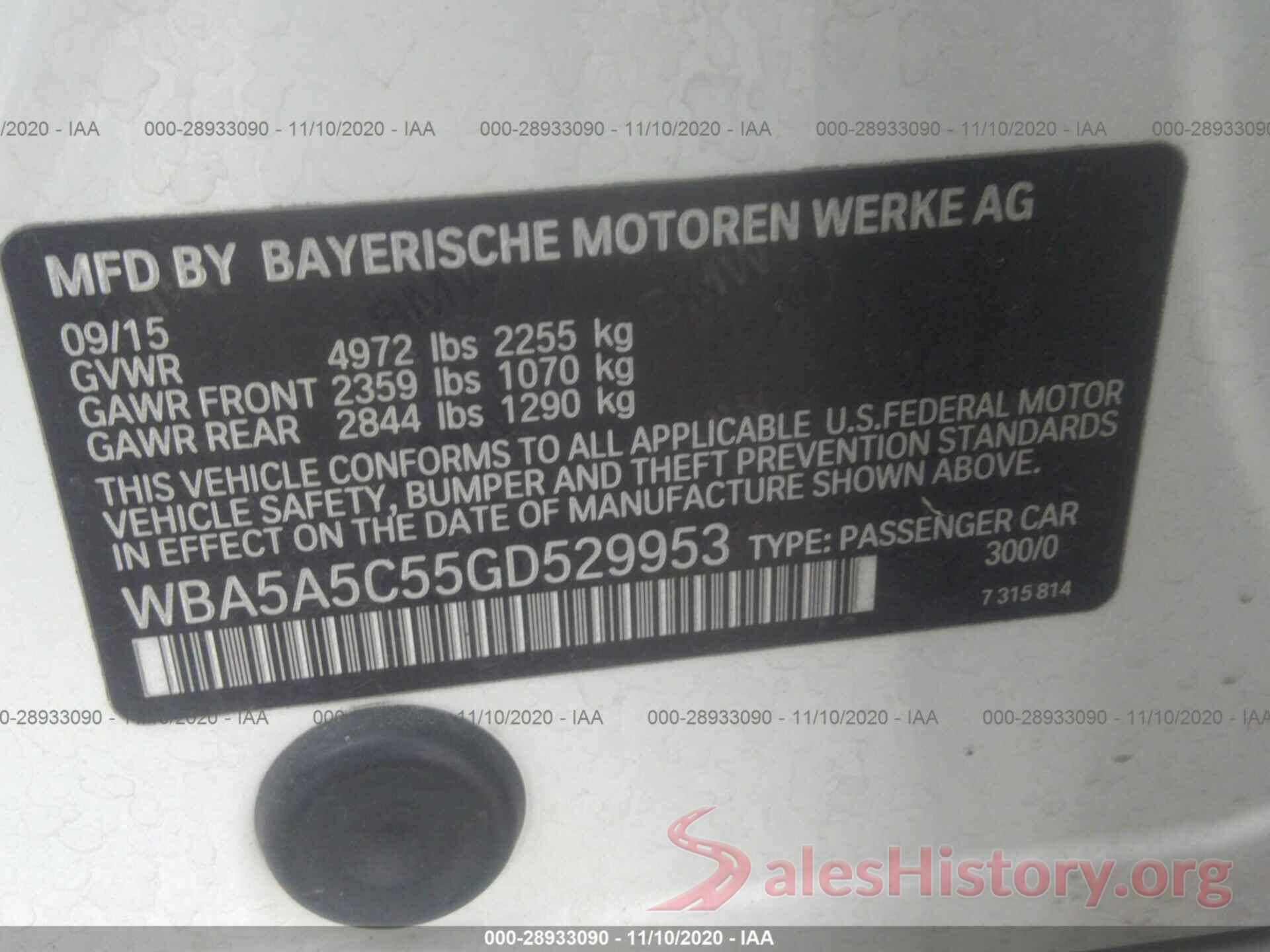 WBA5A5C55GD529953 2016 BMW 5 SERIES