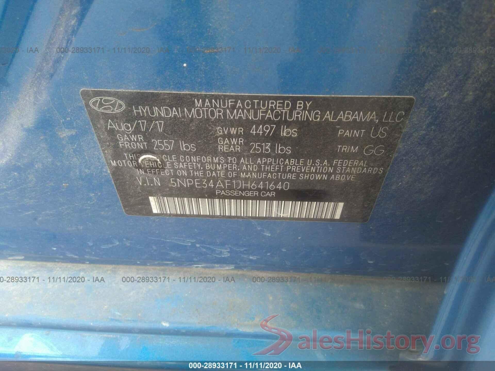 5NPE34AF1JH641640 2018 HYUNDAI SONATA