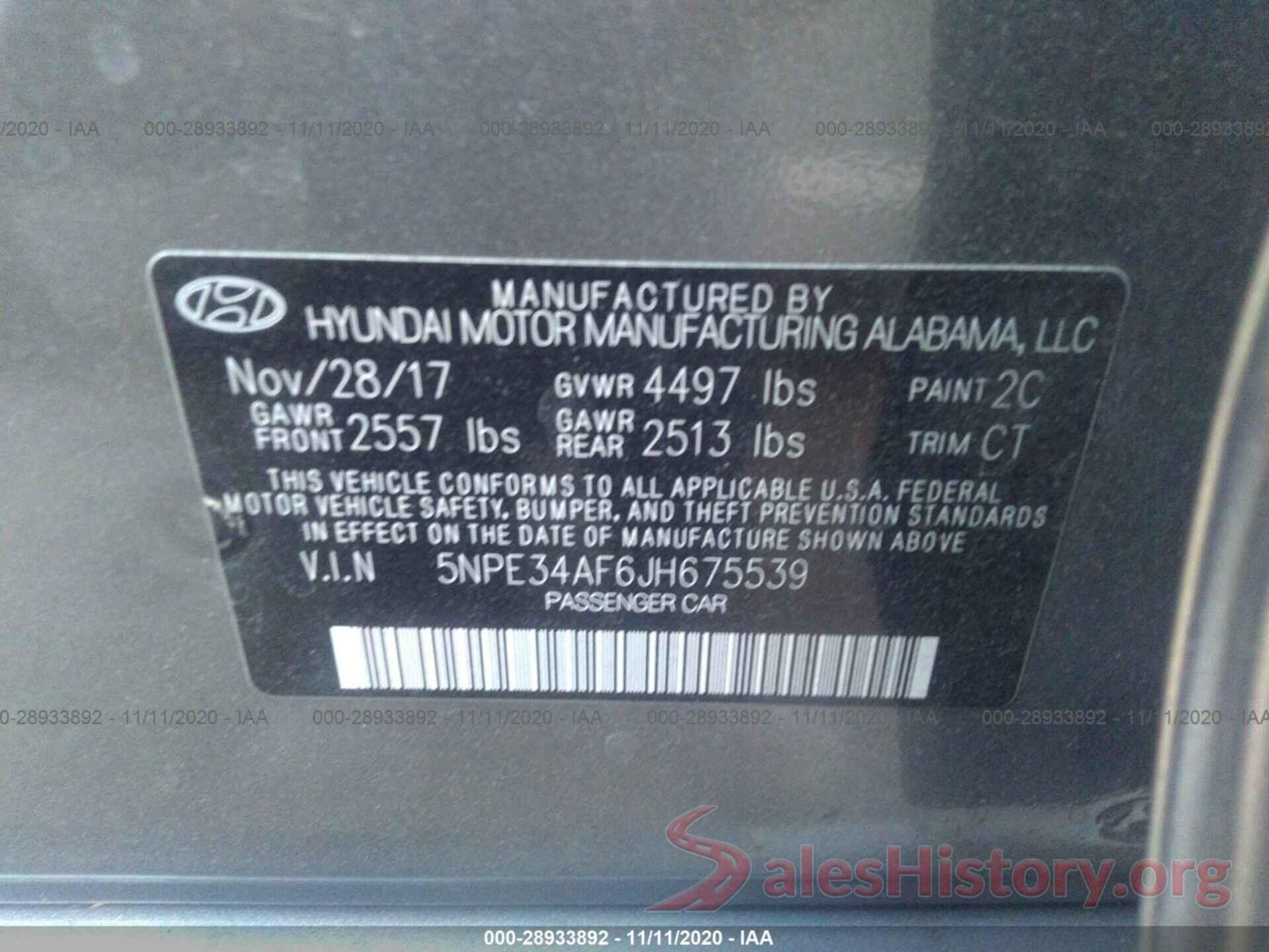 5NPE34AF6JH675539 2018 HYUNDAI SONATA