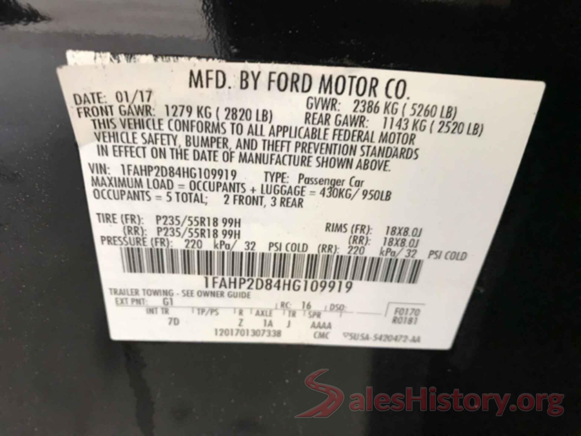 1FAHP2D84HG109919 2017 FORD TAURUS