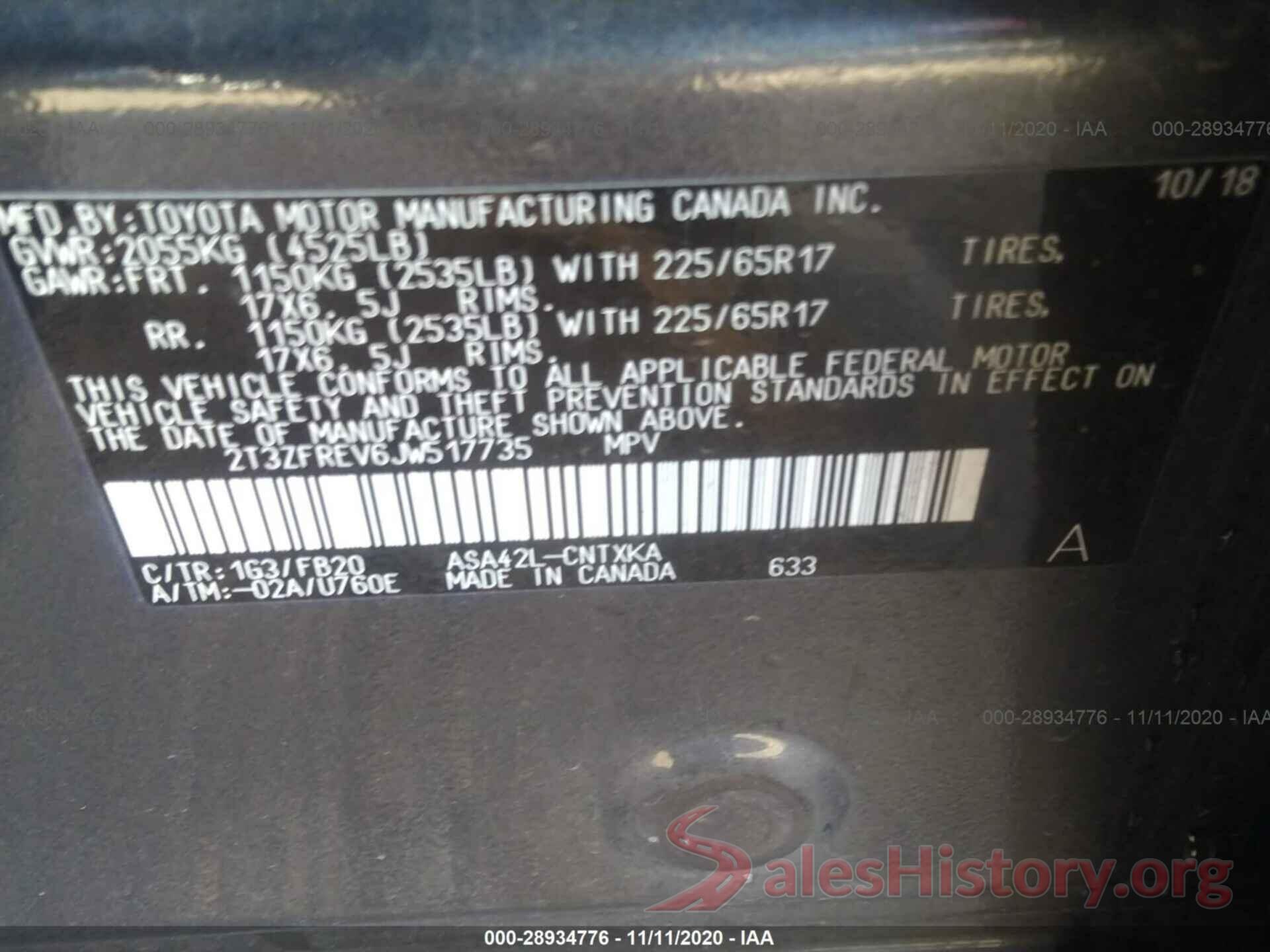 2T3ZFREV6JW517735 2018 TOYOTA RAV4