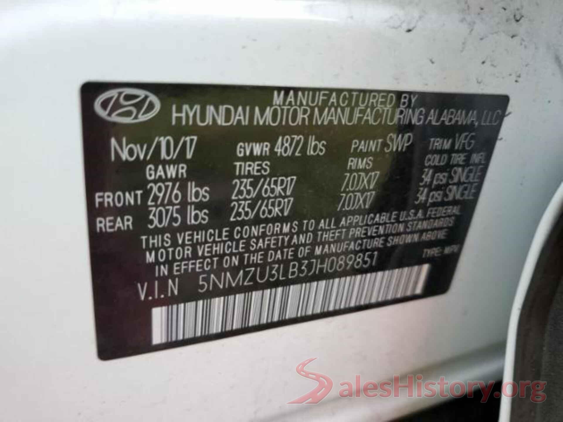 5NMZU3LB3JH089851 2018 HYUNDAI SANTA FE SPORT