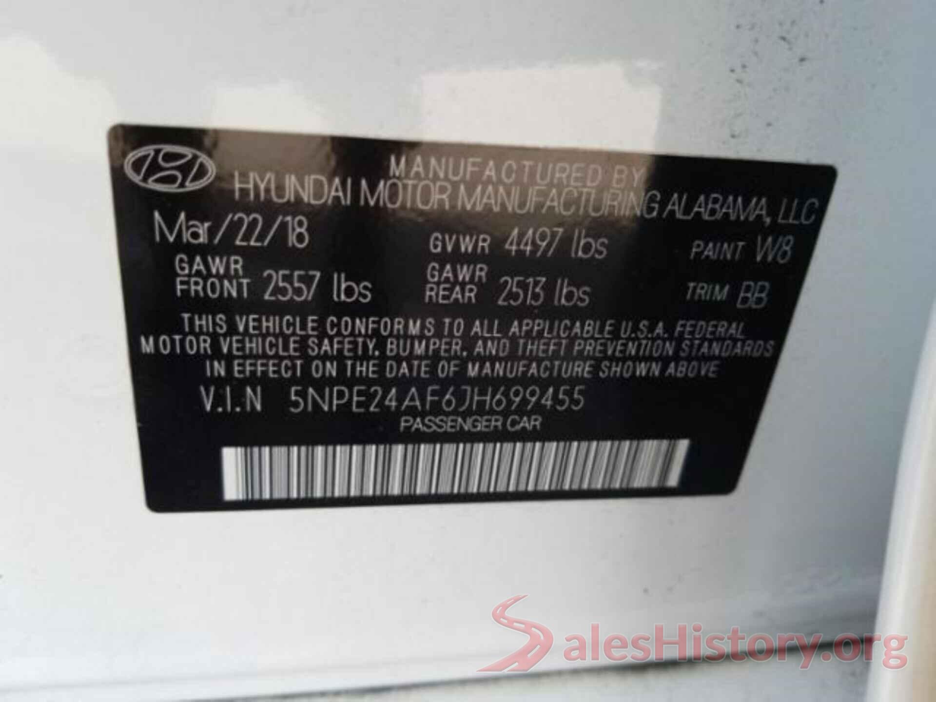 5NPE24AF6JH699455 2018 HYUNDAI SONATA