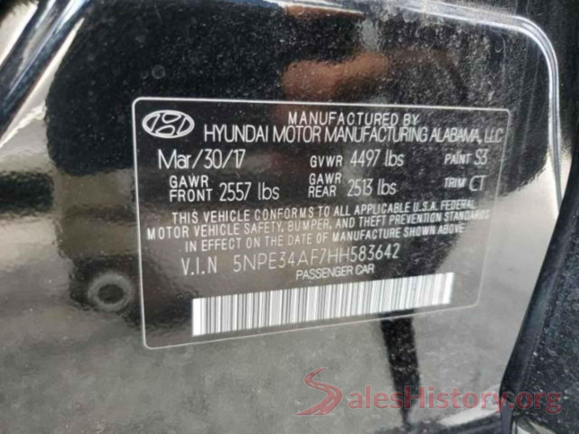 5NPE34AF7HH583642 2017 HYUNDAI SONATA