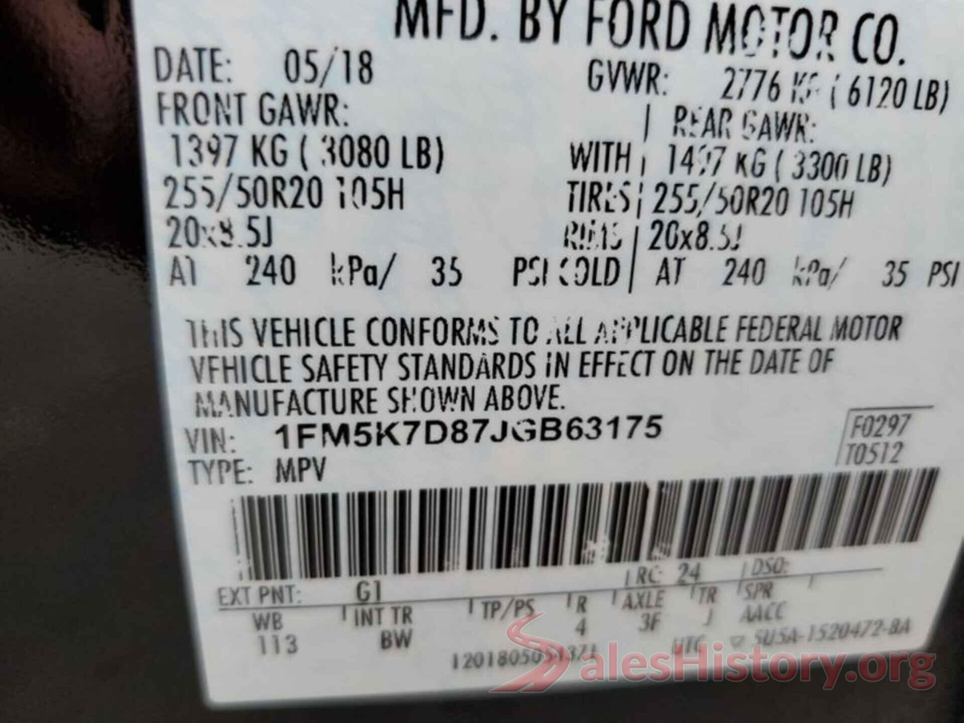 1FM5K7D87JGB63175 2018 FORD EXPLORER