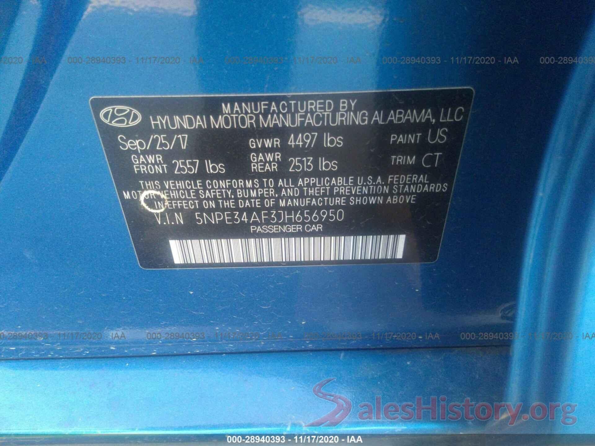 5NPE34AF3JH656950 2018 HYUNDAI SONATA