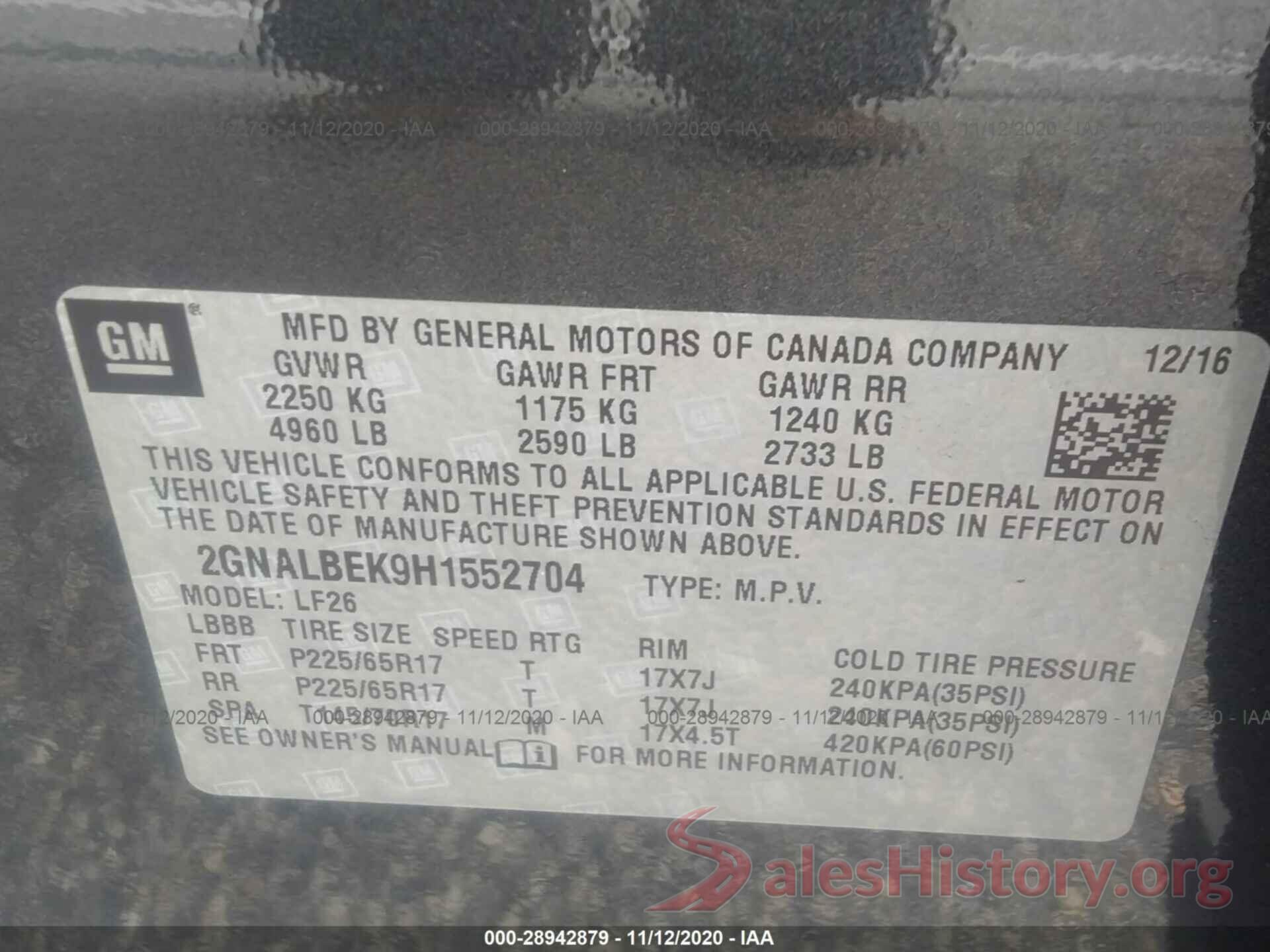 2GNALBEK9H1552704 2017 CHEVROLET EQUINOX