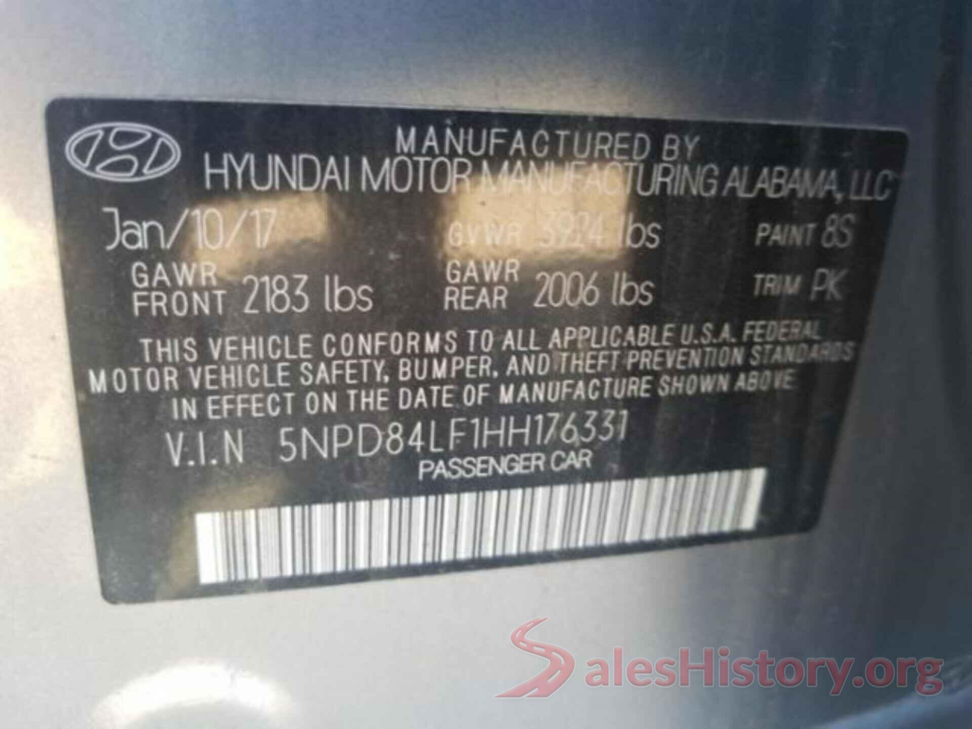 5NPD84LF1HH176331 2017 HYUNDAI ELANTRA