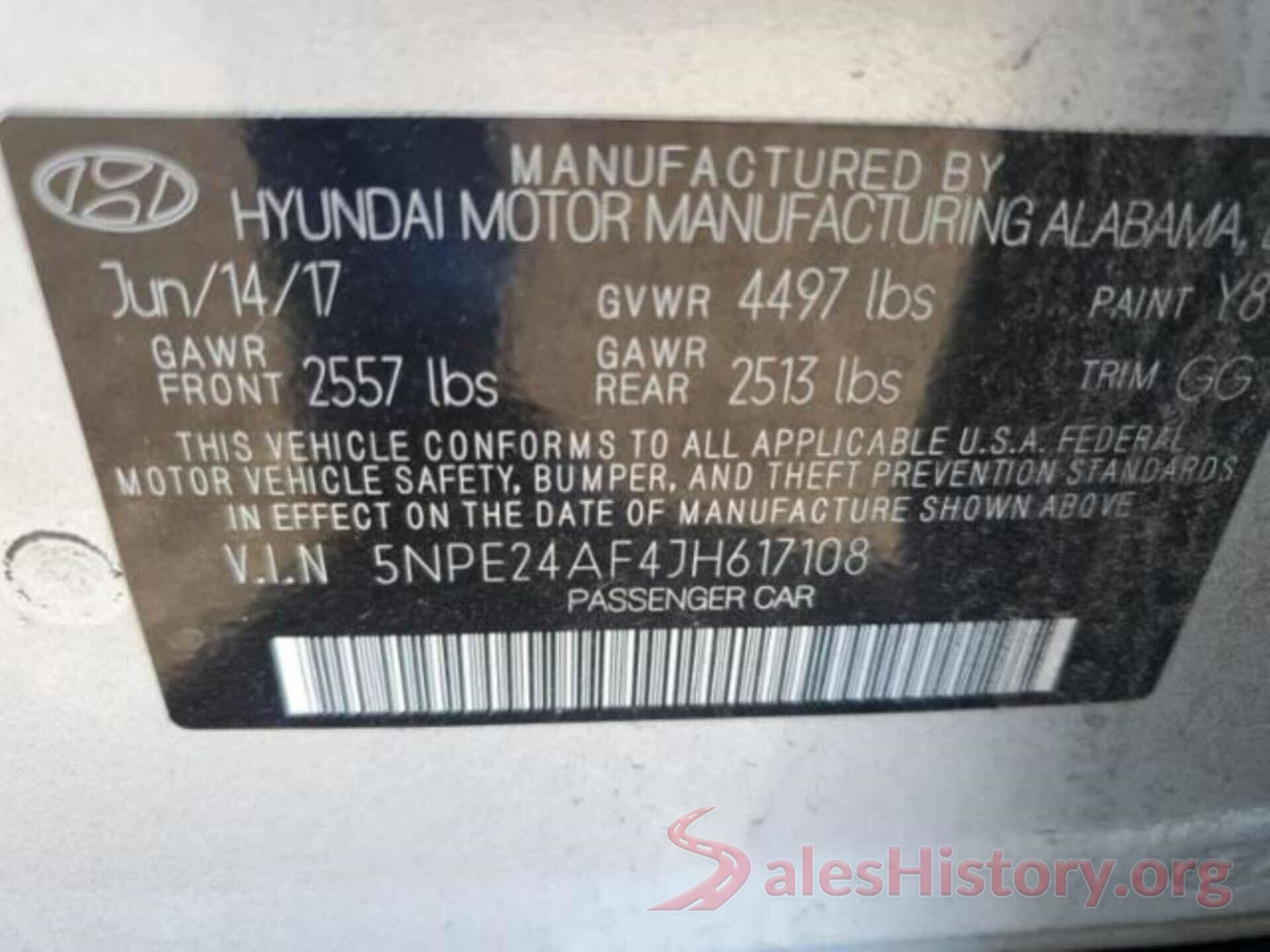 5NPE24AF4JH617108 2018 HYUNDAI SONATA