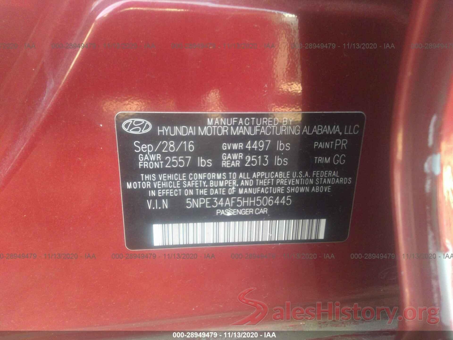 5NPE34AF5HH506445 2017 HYUNDAI SONATA