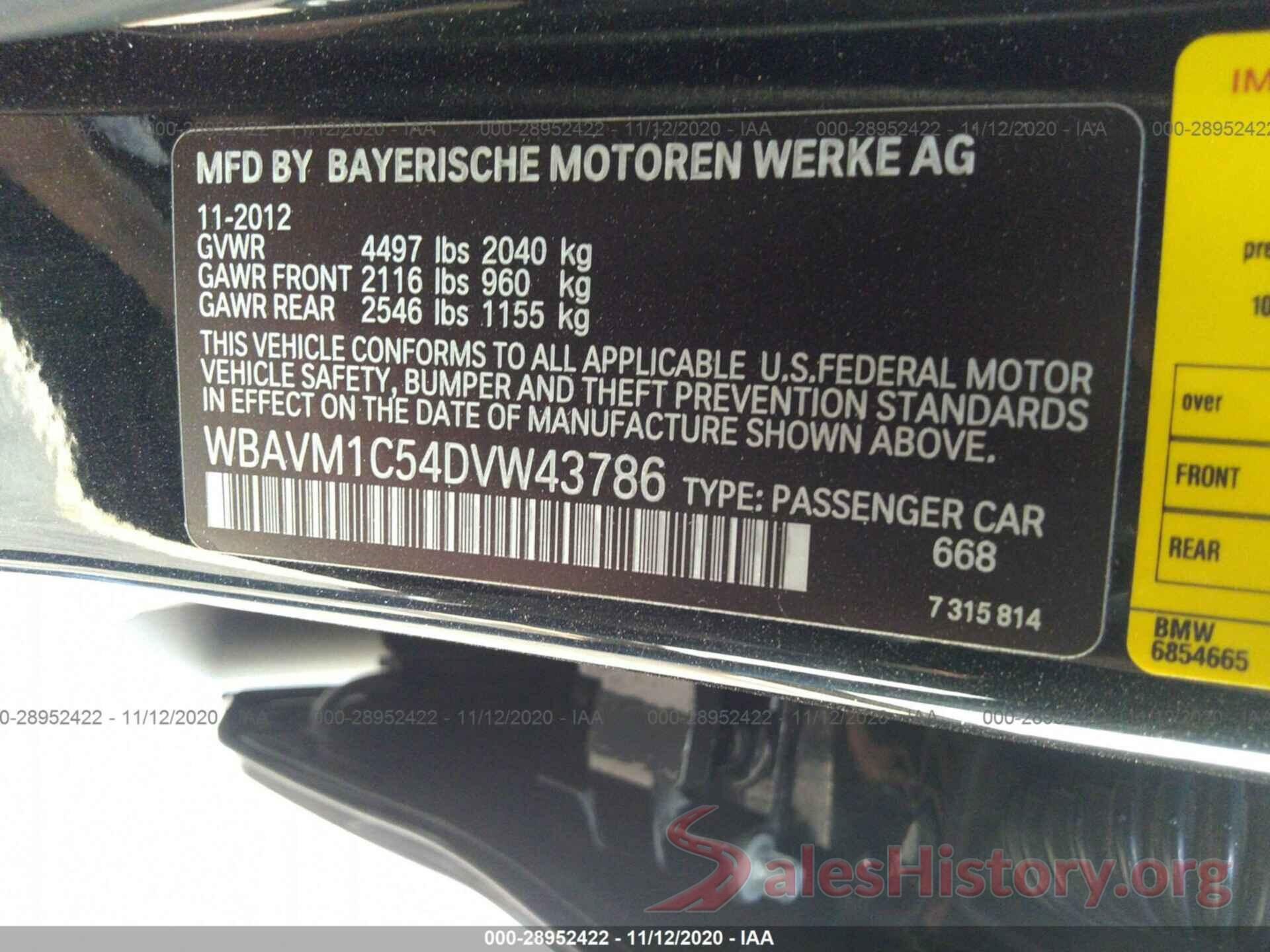 WBAVM1C54DVW43786 2013 BMW X1