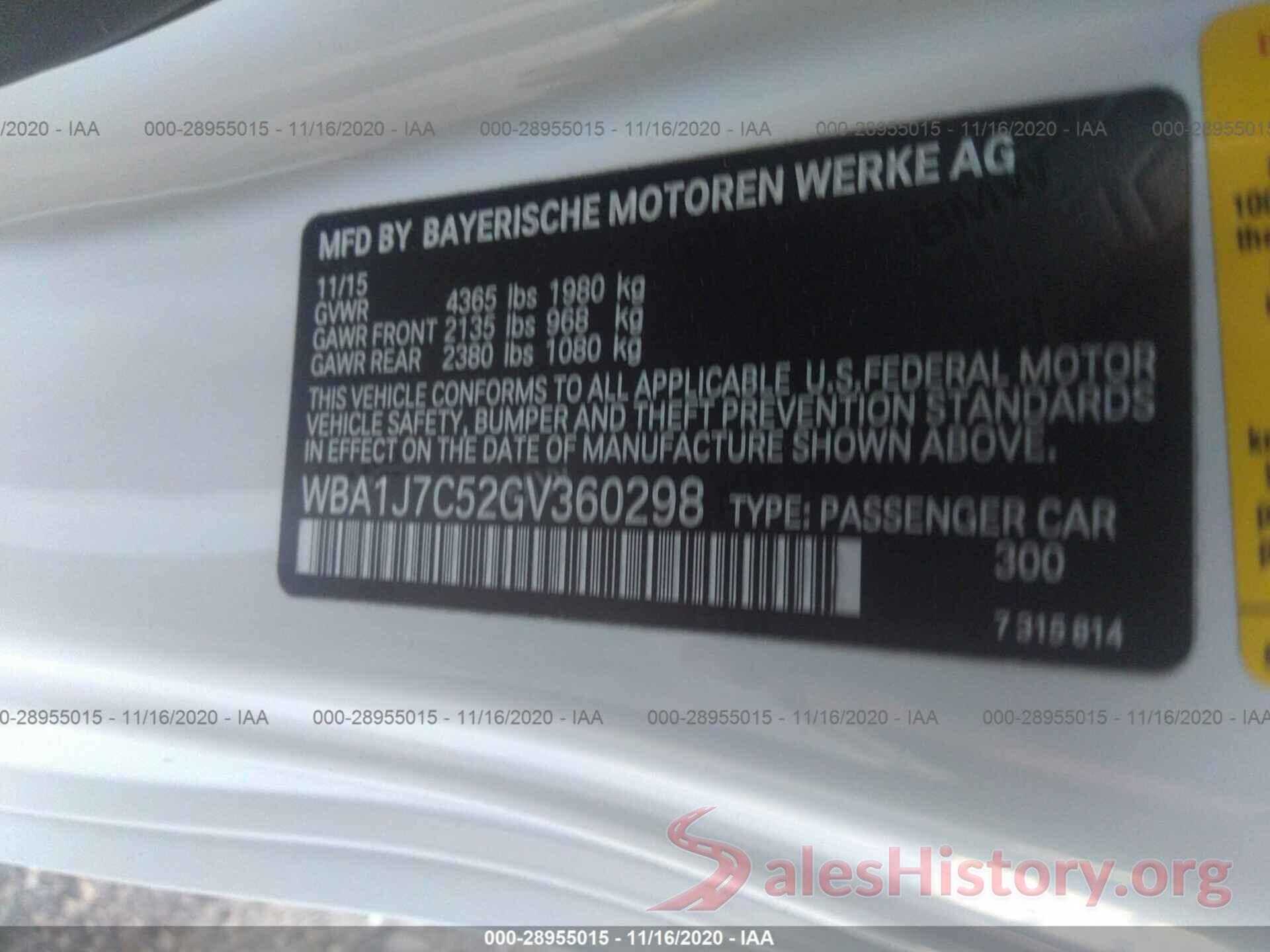 WBA1J7C52GV360298 2016 BMW 2 SERIES