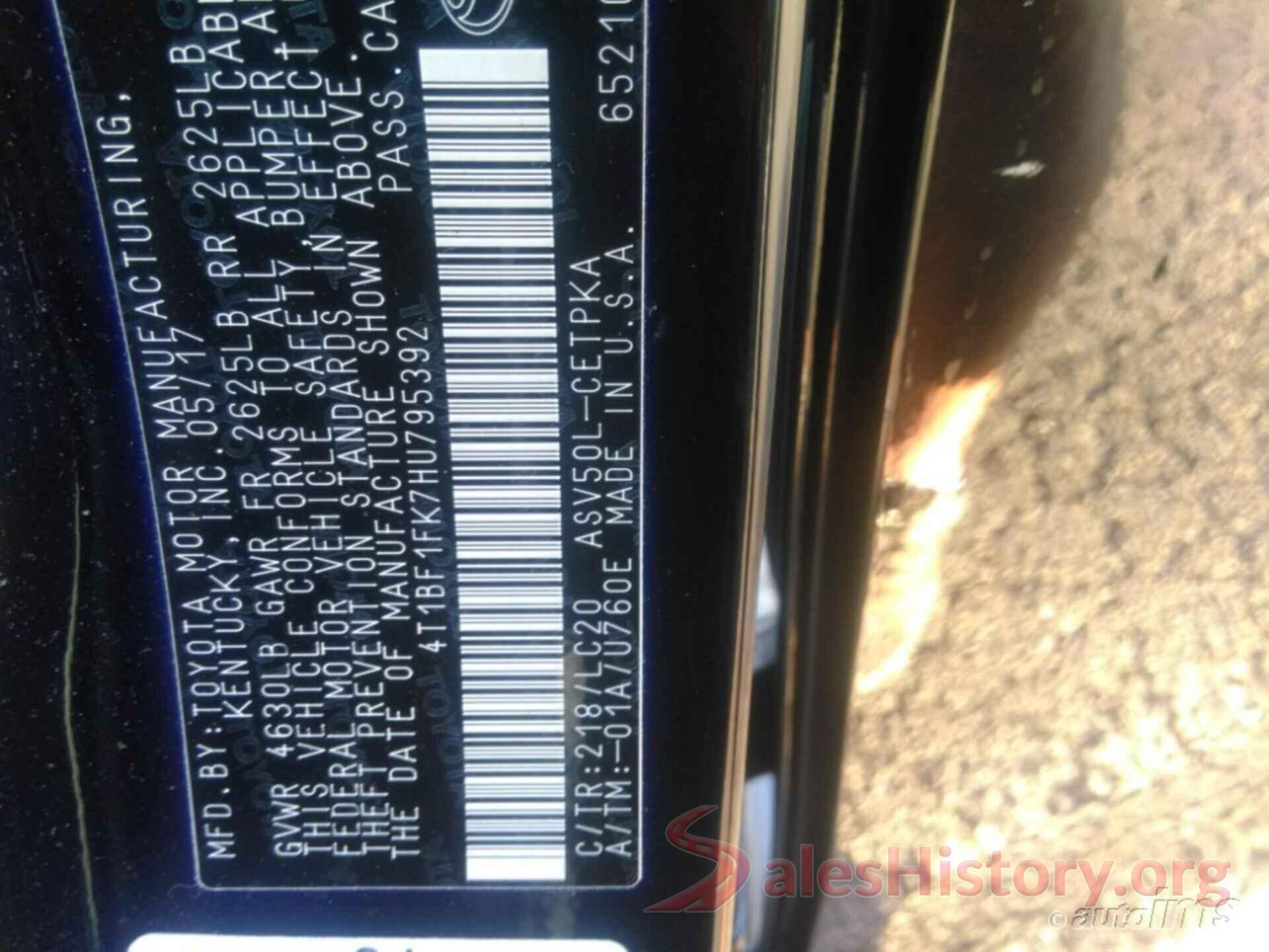 4T1BF1FK7HU795392 2017 TOYOTA CAMRY