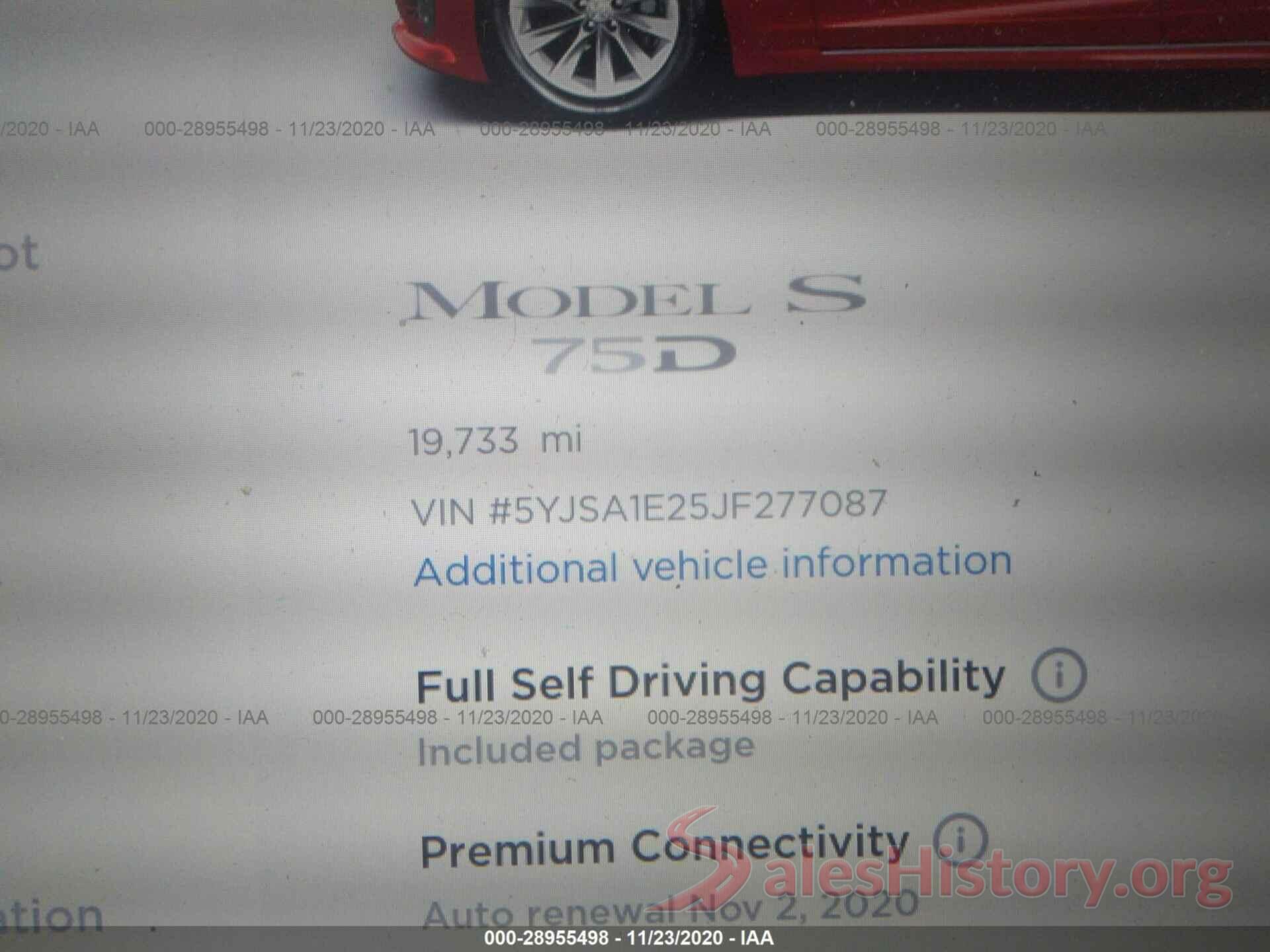 5YJSA1E25JF277087 2018 TESLA MODEL S