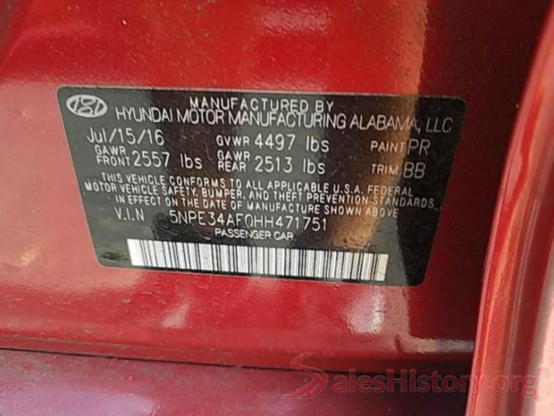 5NPE34AF0HH471751 2017 HYUNDAI SONATA