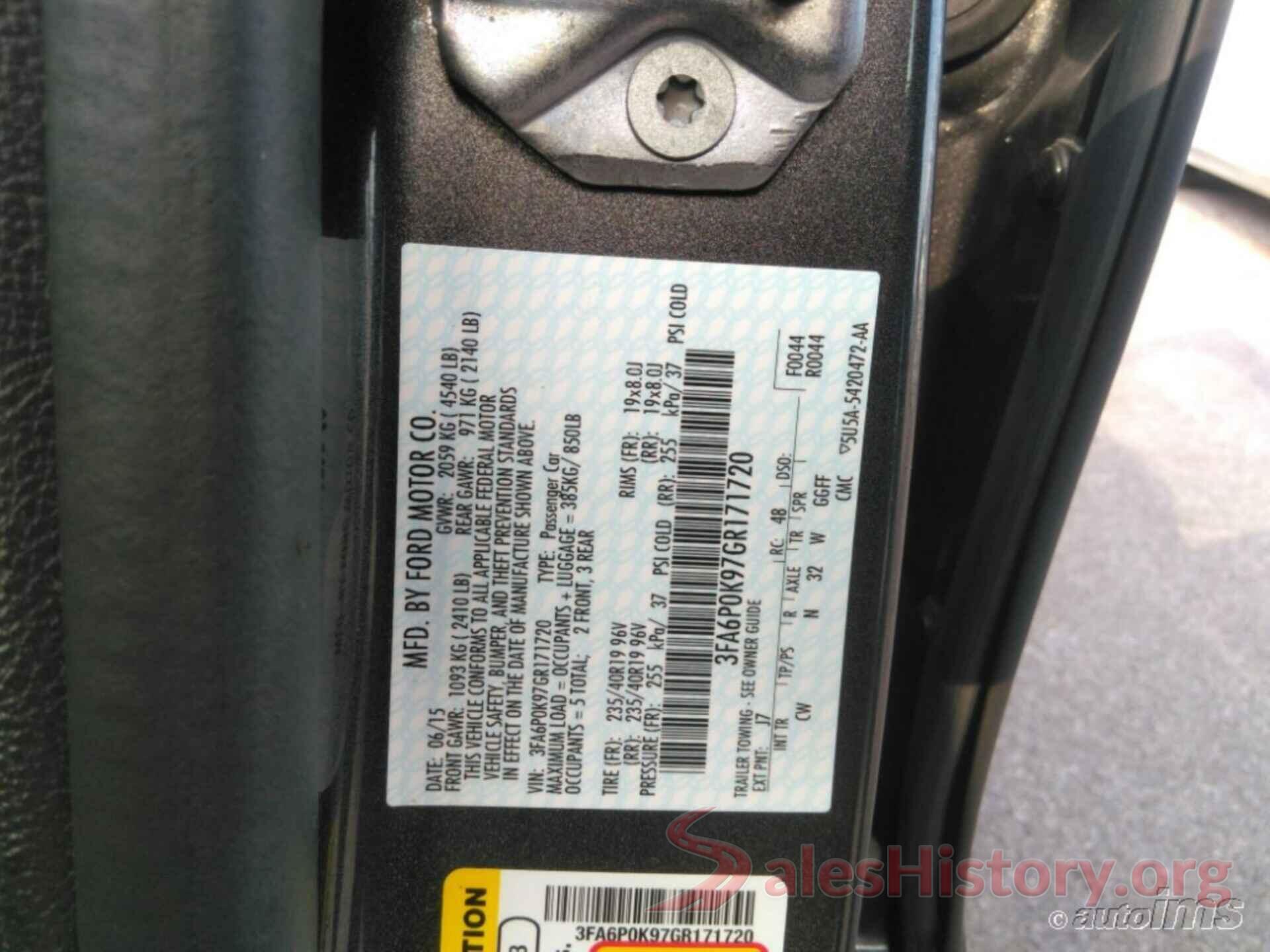 3FA6P0K97GR171720 2016 FORD FUSION