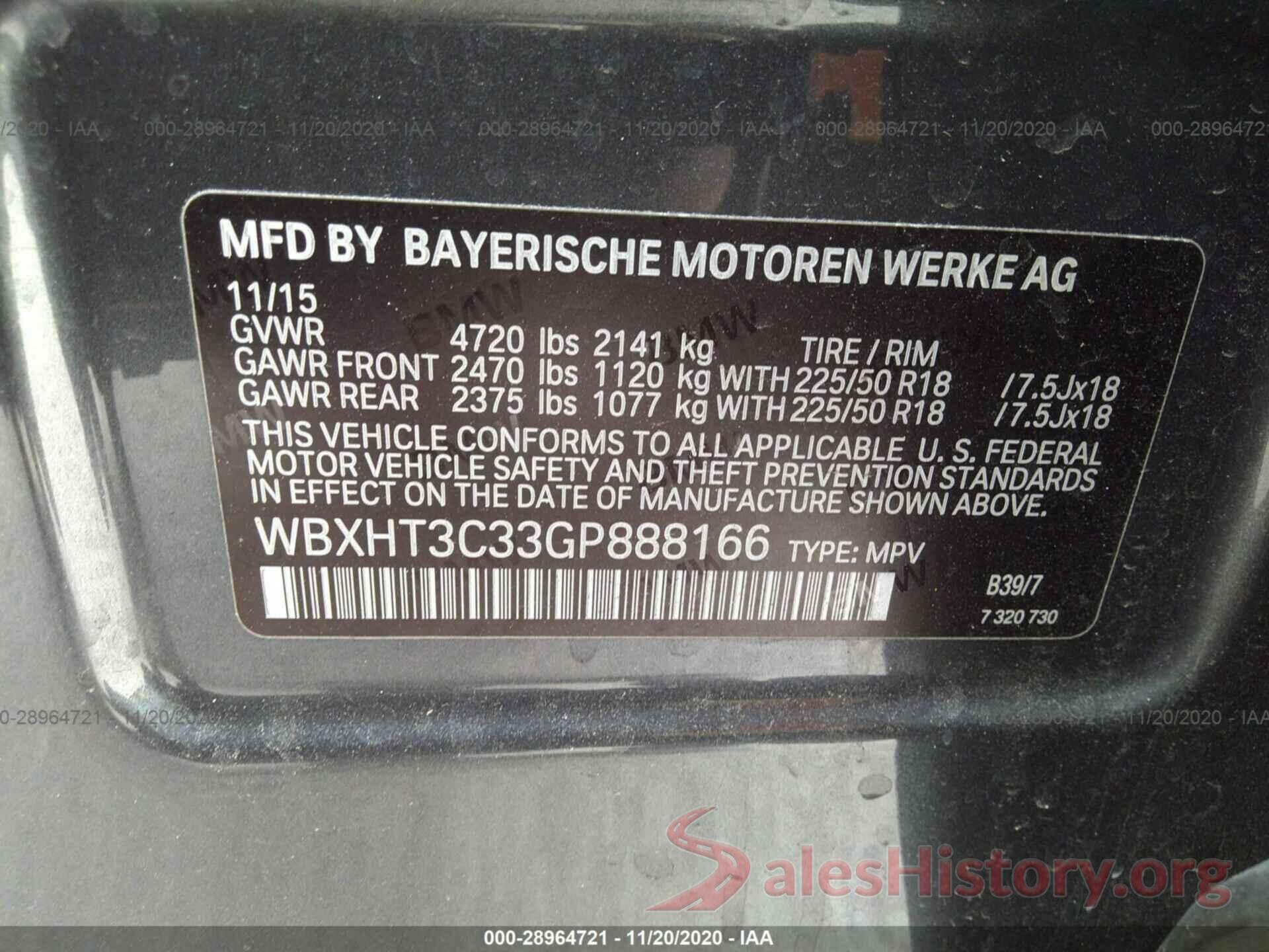 WBXHT3C33GP888166 2016 BMW X1