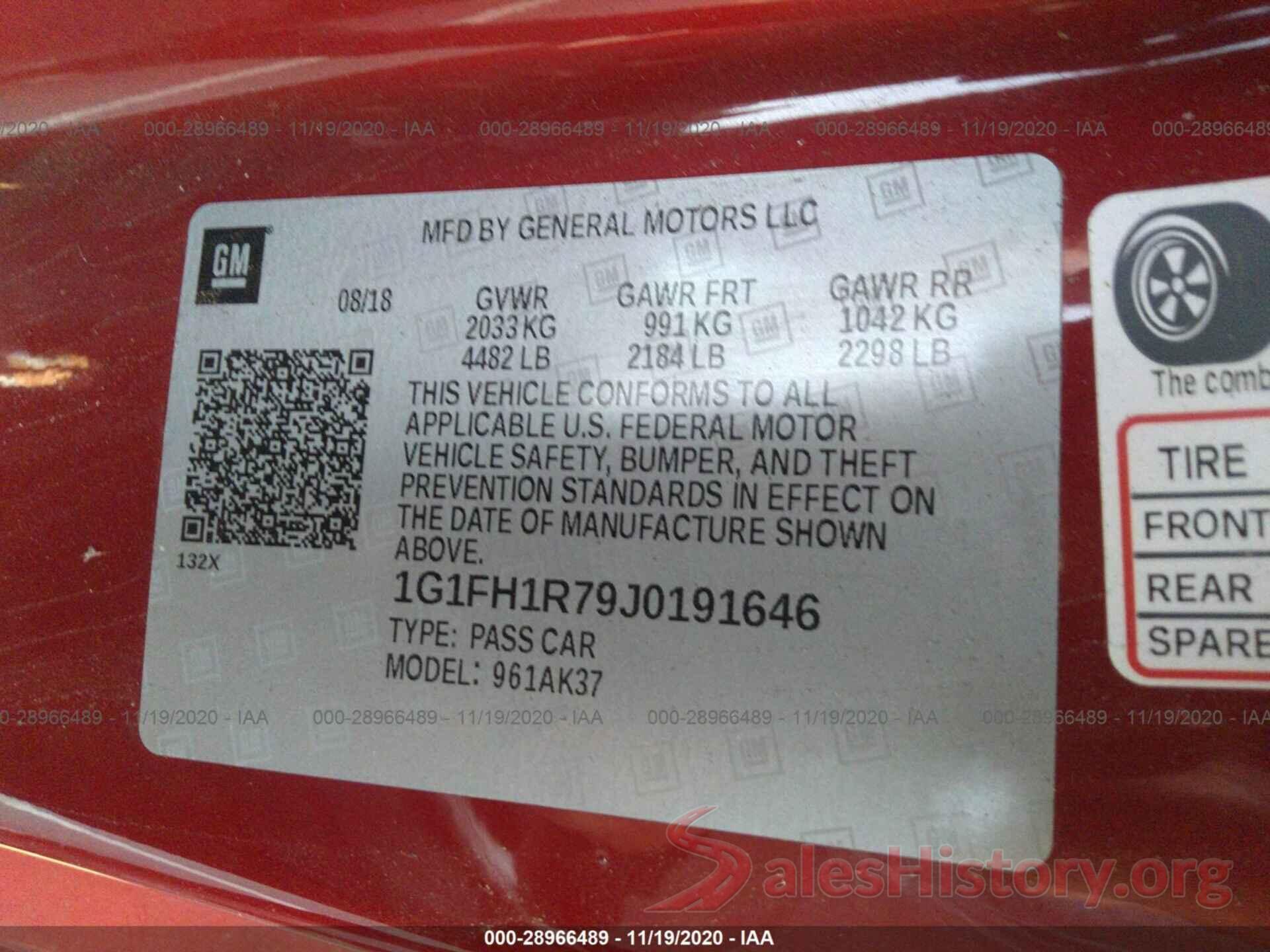 1G1FH1R79J0191646 2018 CHEVROLET CAMARO