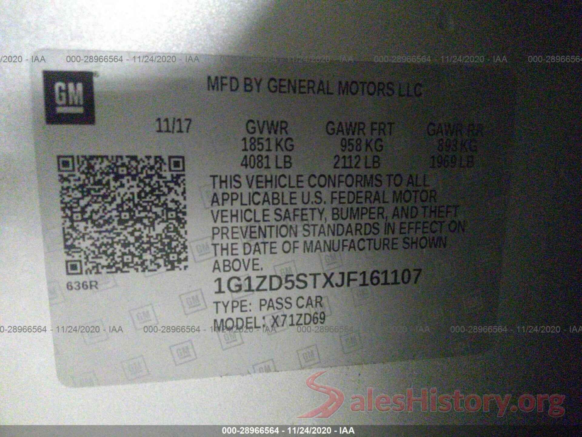 1G1ZD5STXJF161107 2018 CHEVROLET MALIBU