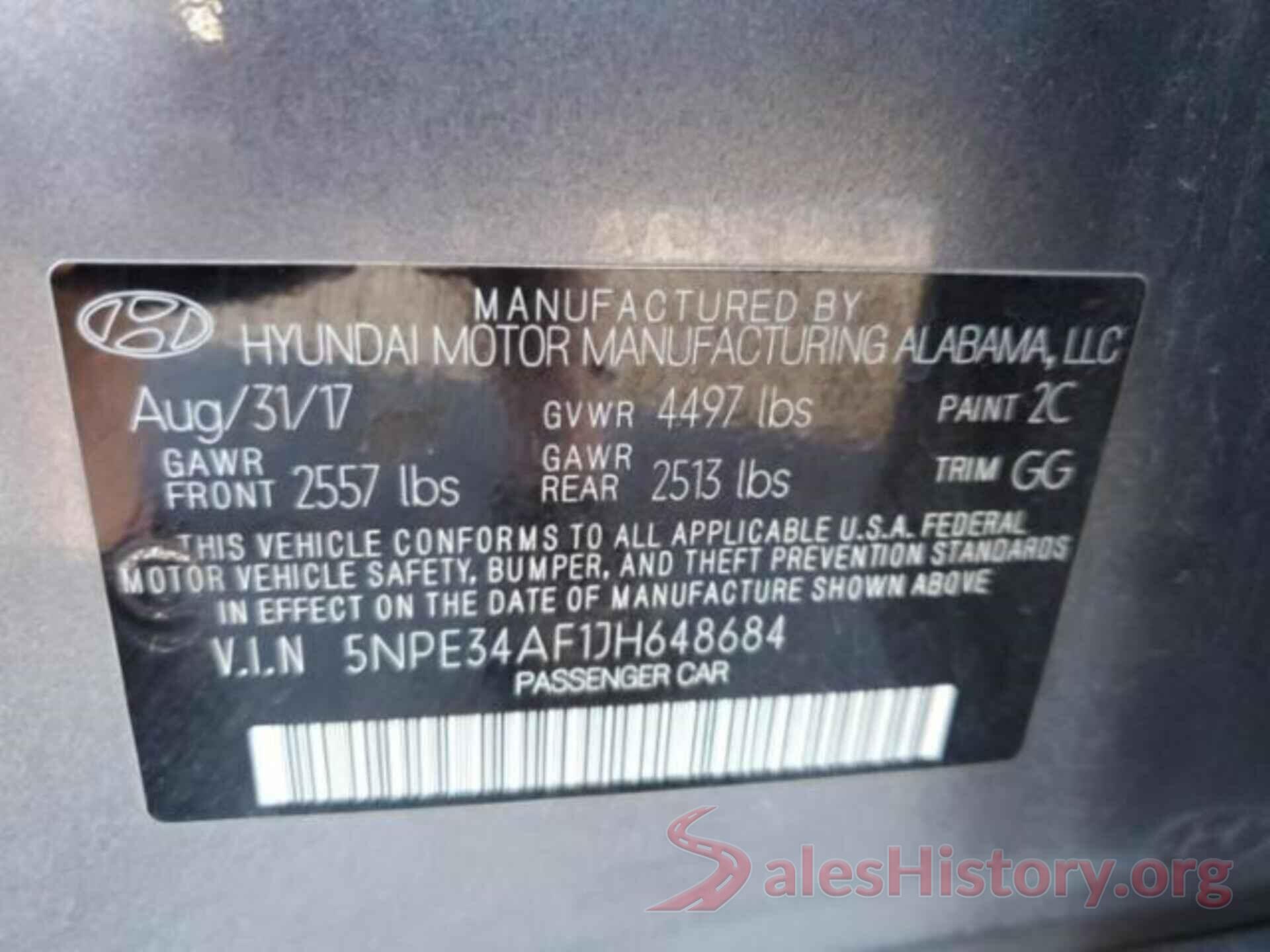 5NPE34AF1JH648684 2018 HYUNDAI SONATA