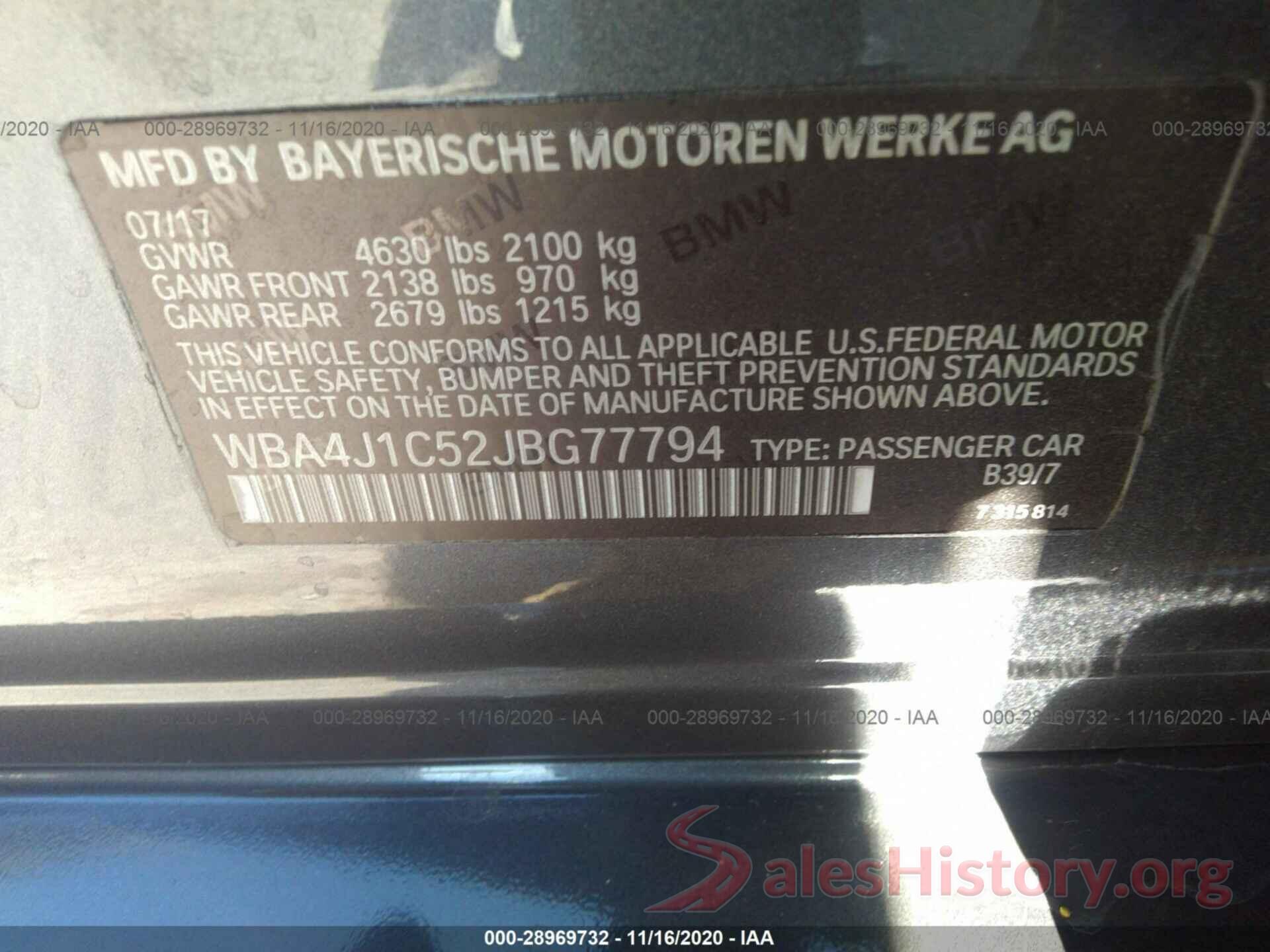 WBA4J1C52JBG77794 2018 BMW 4 SERIES