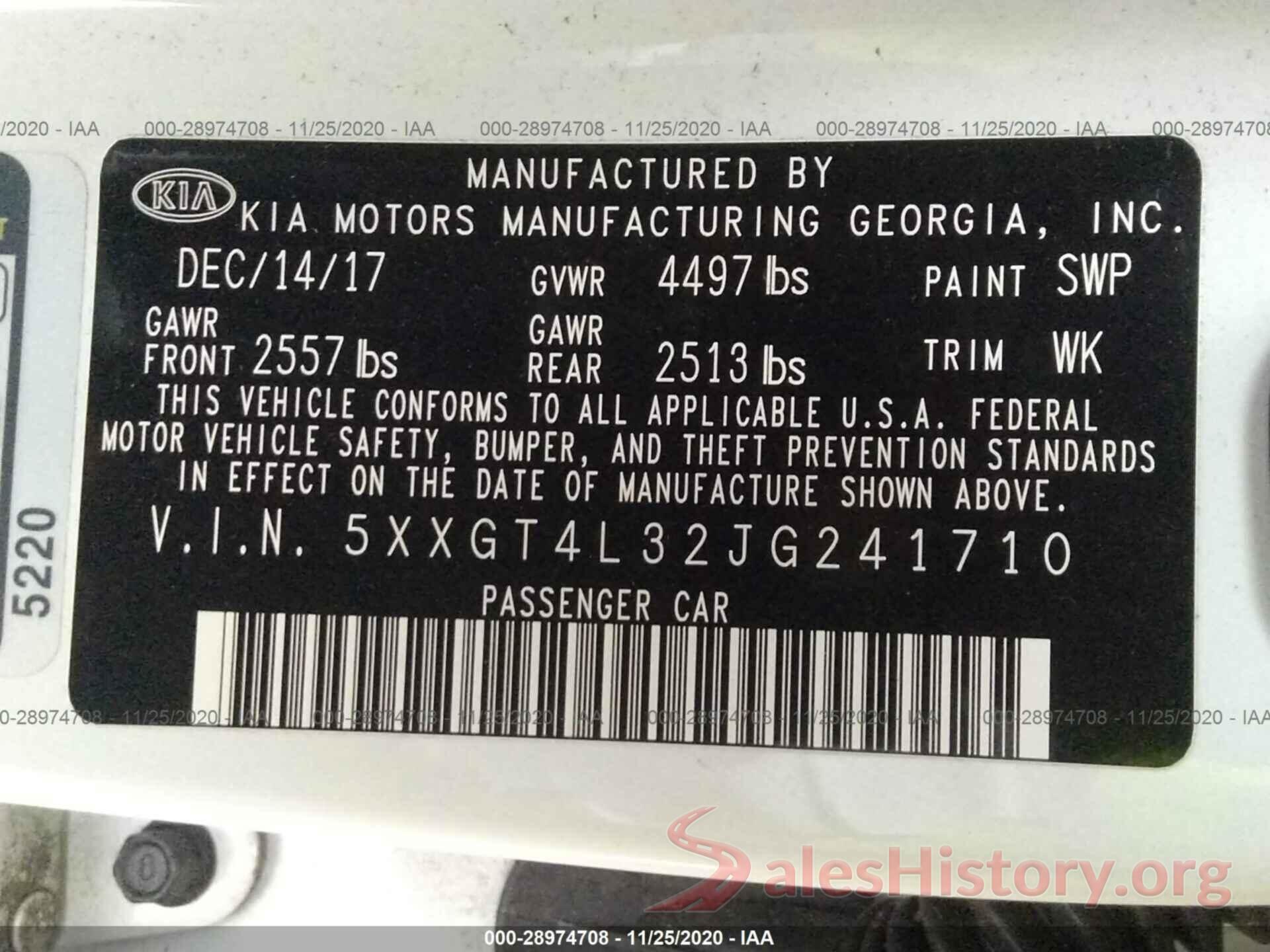 5XXGT4L32JG241710 2018 KIA OPTIMA