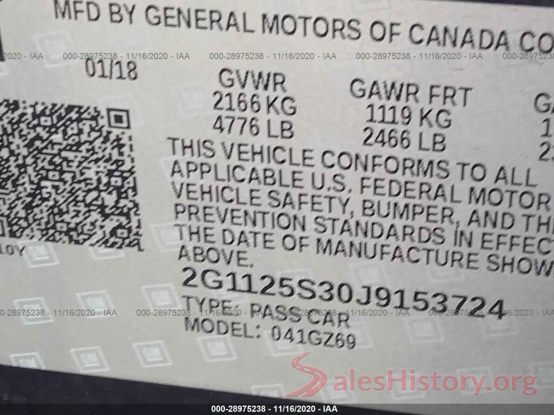 2G1125S30J9153724 2018 CHEVROLET IMPALA